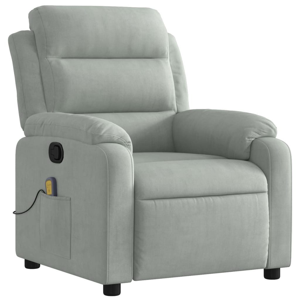 vidaXL Sessel Massage-Relaxsessel, hellgrauer Samt (1-St) günstig online kaufen