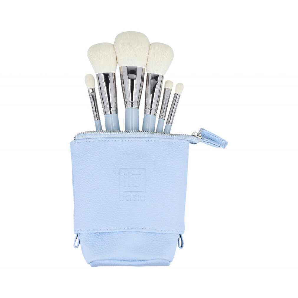 ILU Augenbrauenpinsel il? Basic-Set mit 6 Make-up-Pinseln + Etui, blau