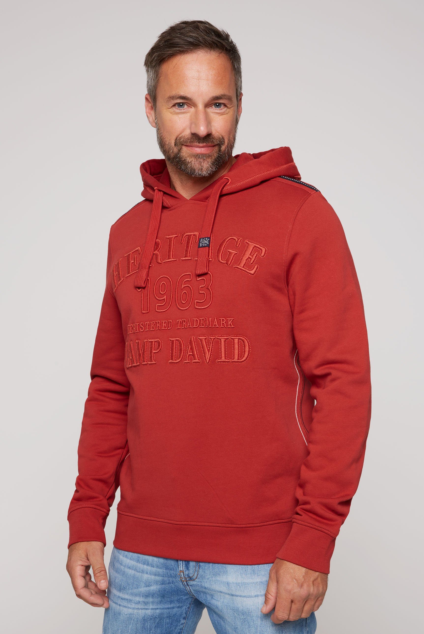 DAVID Logostickereien CAMP Kapuzensweatshirt vintage red mit