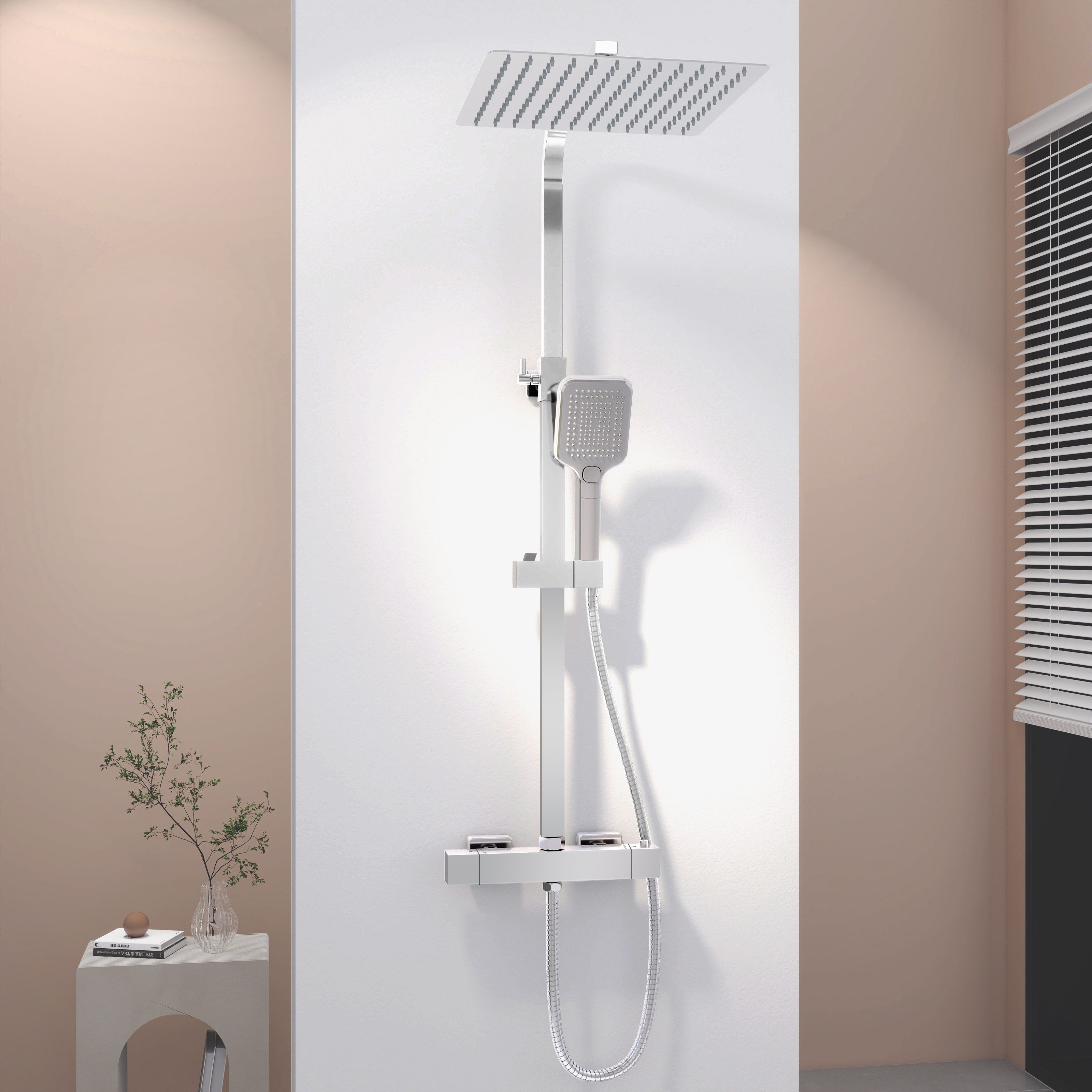 Duschsystem Duschset mit Thermostat 38℃ verstellbare Duschstange aus Edelstahl