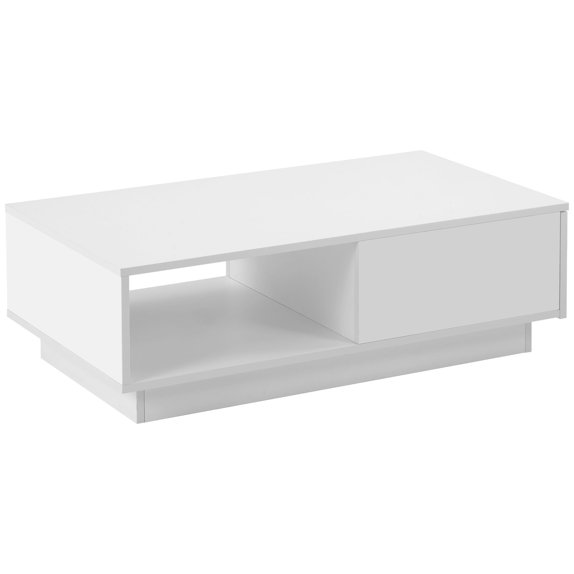 Couchtisch, mit LED-Beleuchtung, Hochglanz Sofatisch Wohnzimmertisch, 99x55x32 cm