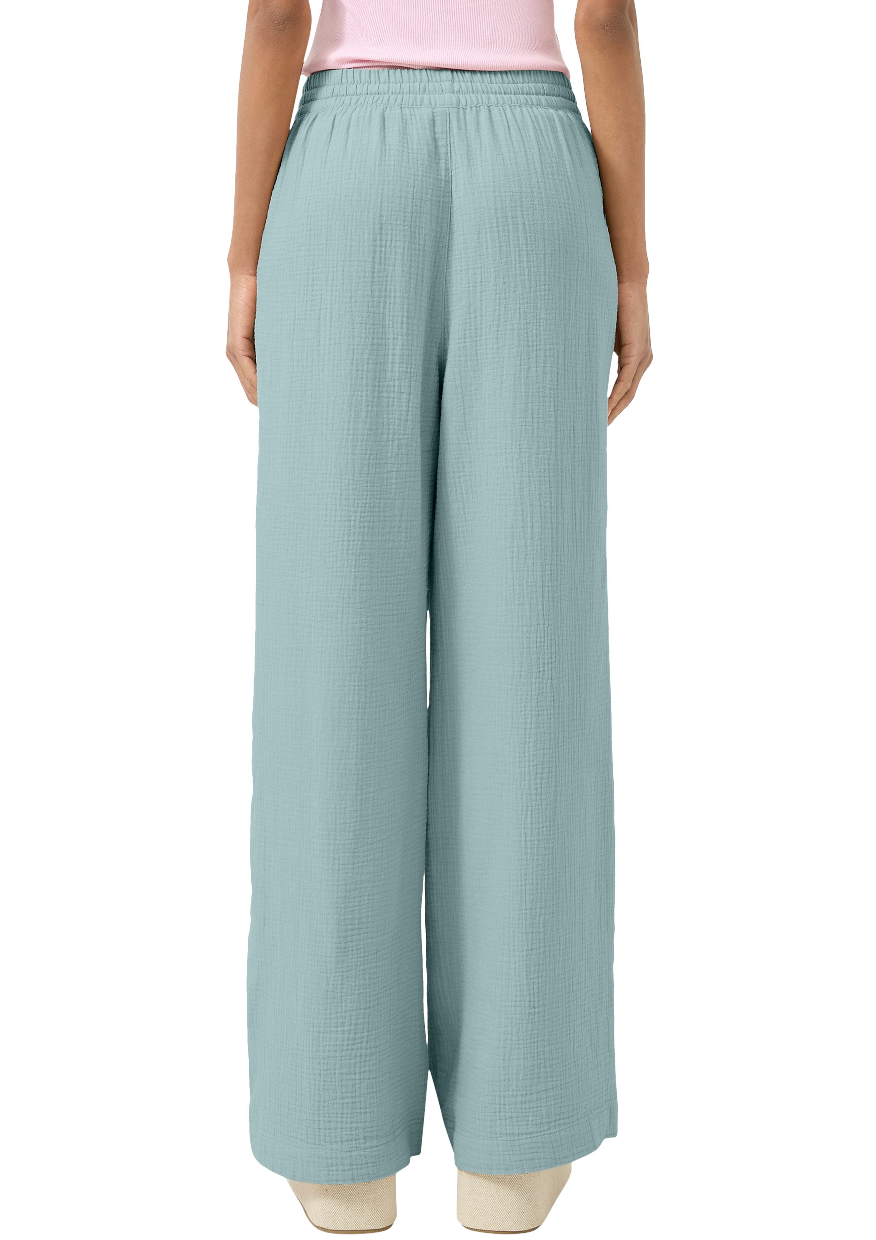 QS Stoffhose mit Gummizug und weitem Bein