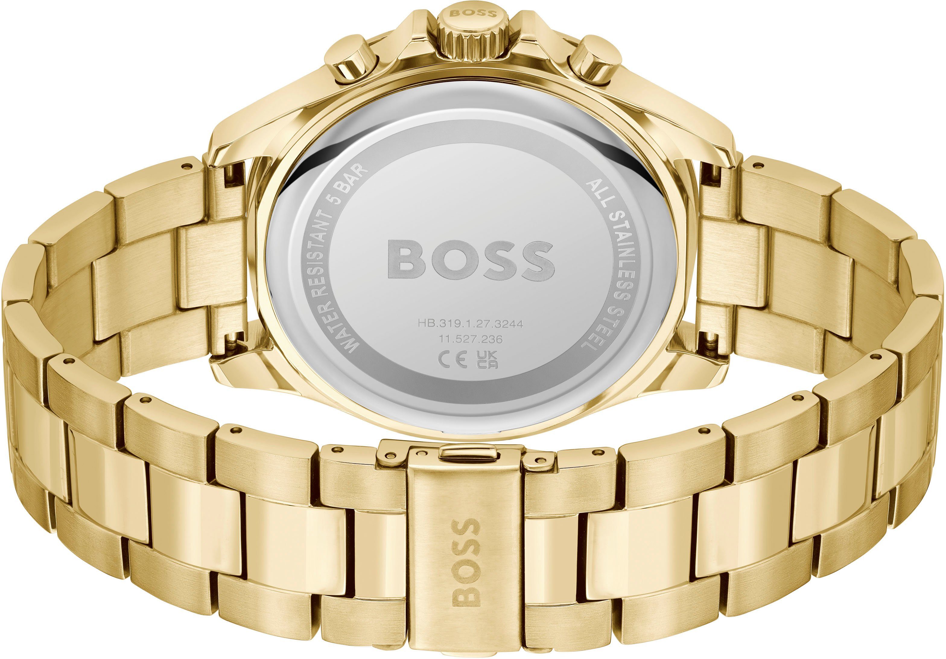BOSS Chronograph TROPER 1514059, Quarzuhr, Herrenuhr, Armbanduhr, Stoppfunktion, Edelstahlarmband