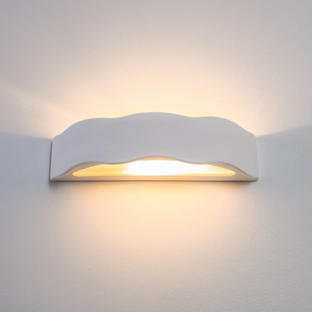 Wandleuchte Wandlampe mit Leuchtmittel, Weiß, Farben bemalbar Fassung, 1xE27, & in Innen »Cavazzo« mit Up hofstein ohne aus Keramik Down-Effekt,