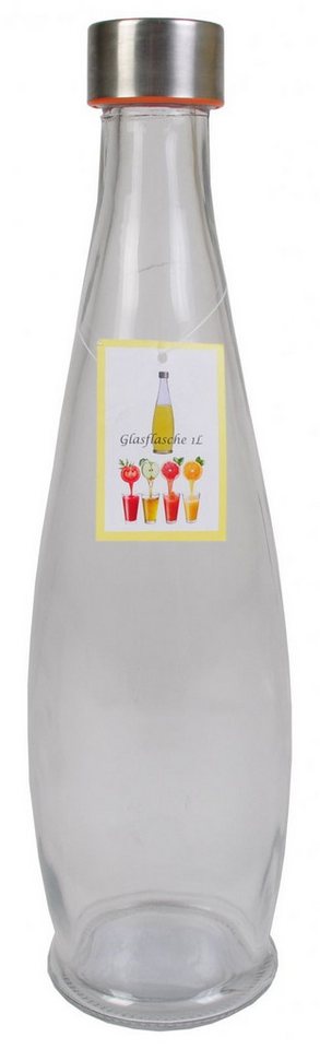 BURI Trinkflasche 1L Glasflasche mit Schraubdeckel Flasche Schraubverschluss Saft Most