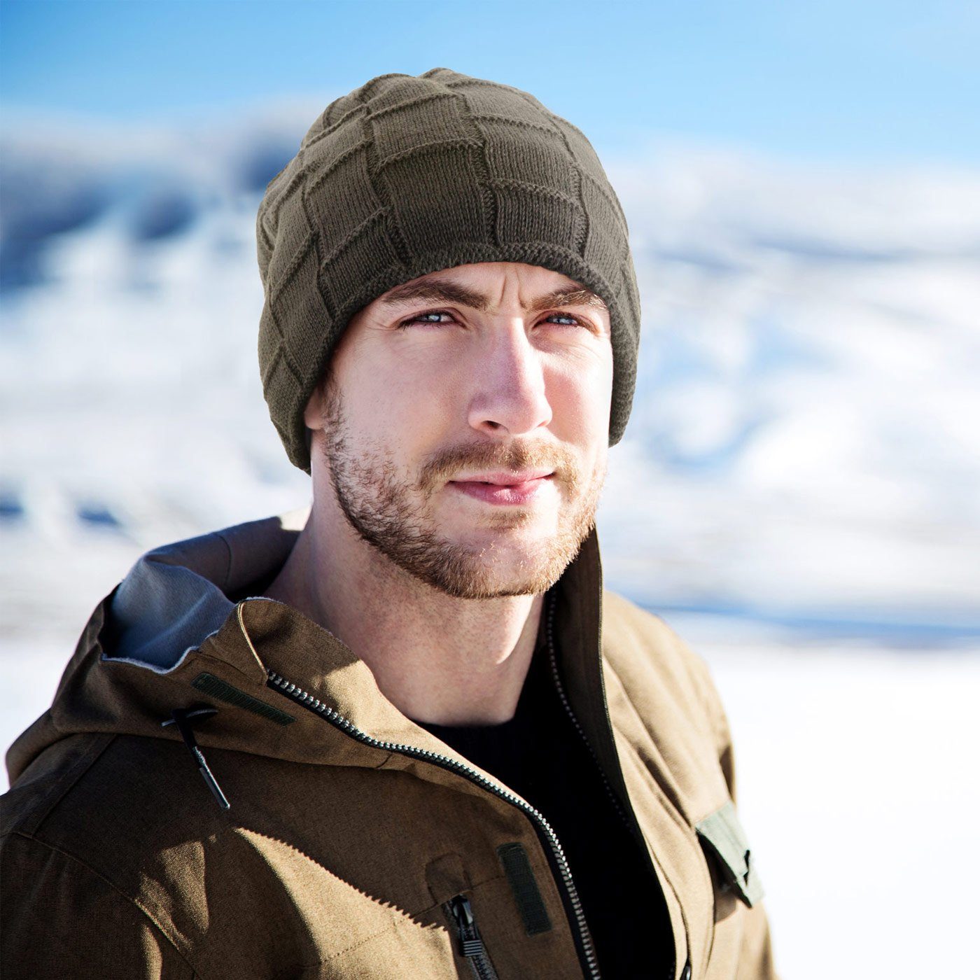 compagno Strickmütze (1-St) Warm gefüttert Beanie Wintermütze Flechtmuster uni oder meliert Mütze