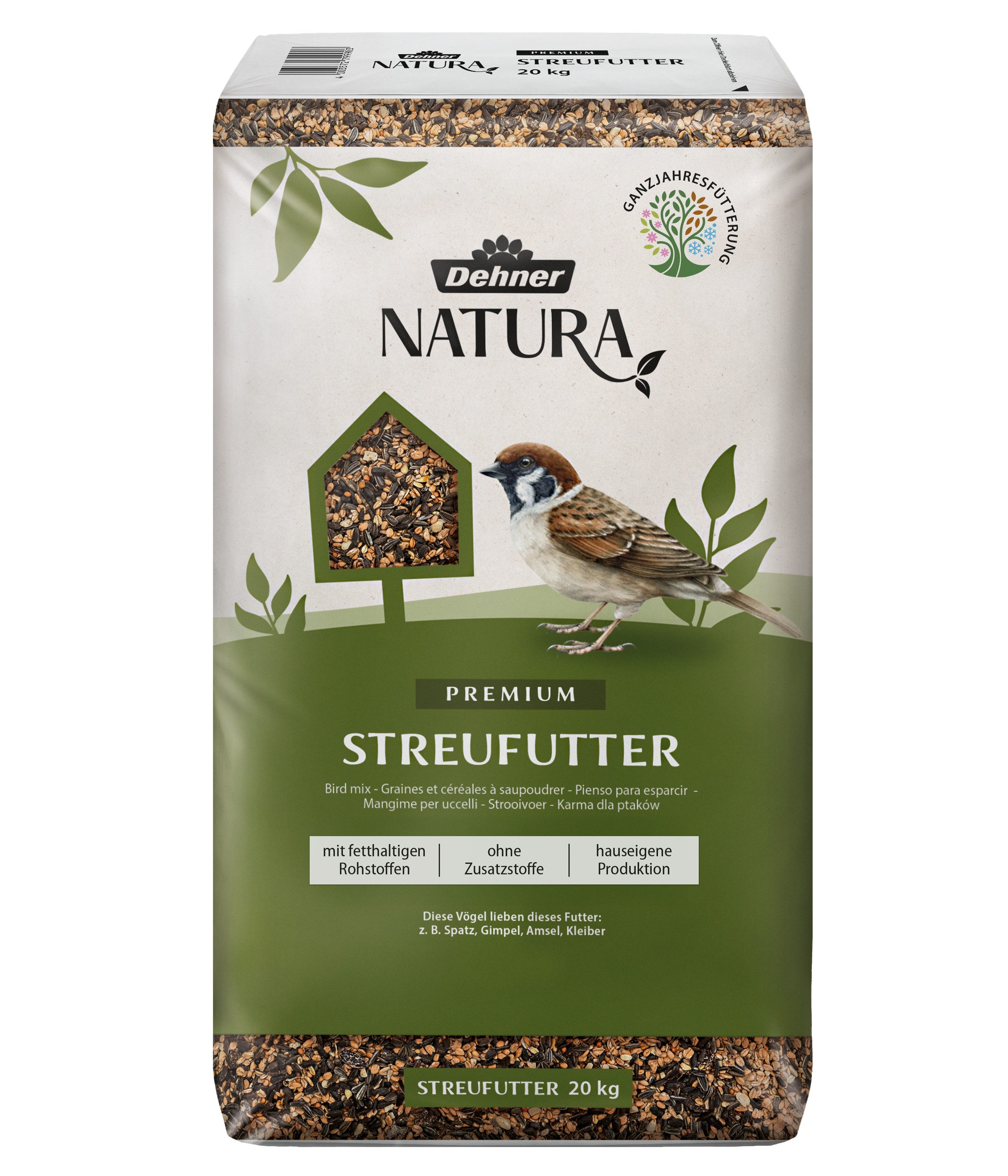 Dehner Natura Premium Wildvogel Streufutter, versch. Größen, Hauptfutter für: Gartenvögel, Wildvogel, für verschiedenen Vogelarten wie Amsel, Spatz