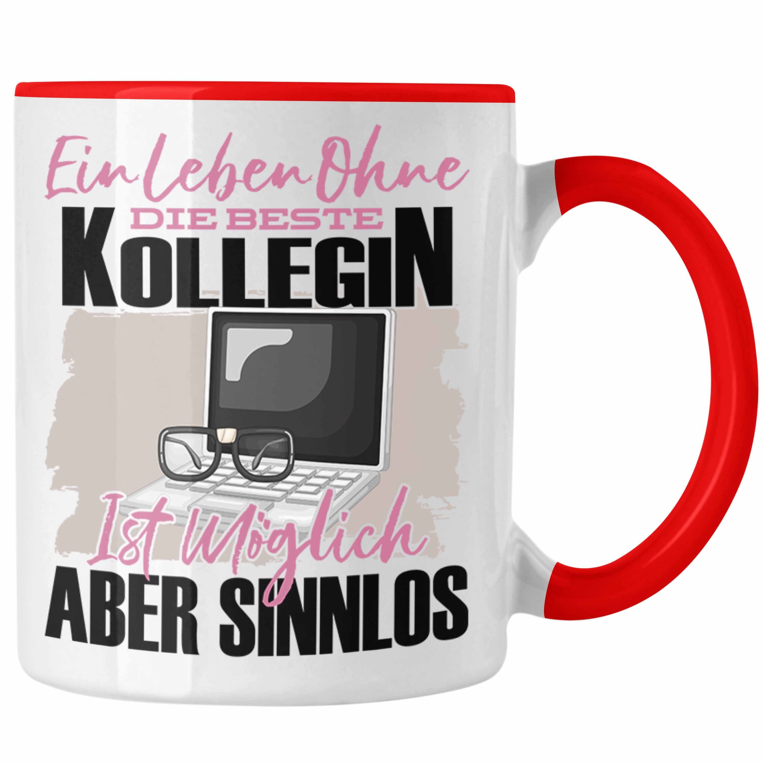 Trendation Tasse Trendation - Die Beste Kollegin Tasse Geschenkidee Lustiger Spruch Arb Rot