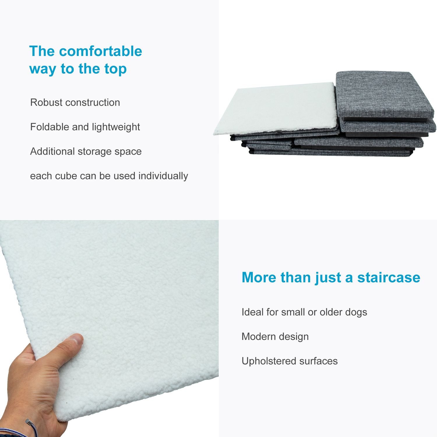 Intirilife Haustiertreppe (1-St., 1x Haustiertreppe), Faltbare Hundetreppe 3 Stufen Haustiertreppe Katzentreppe 72x32.5x43cm