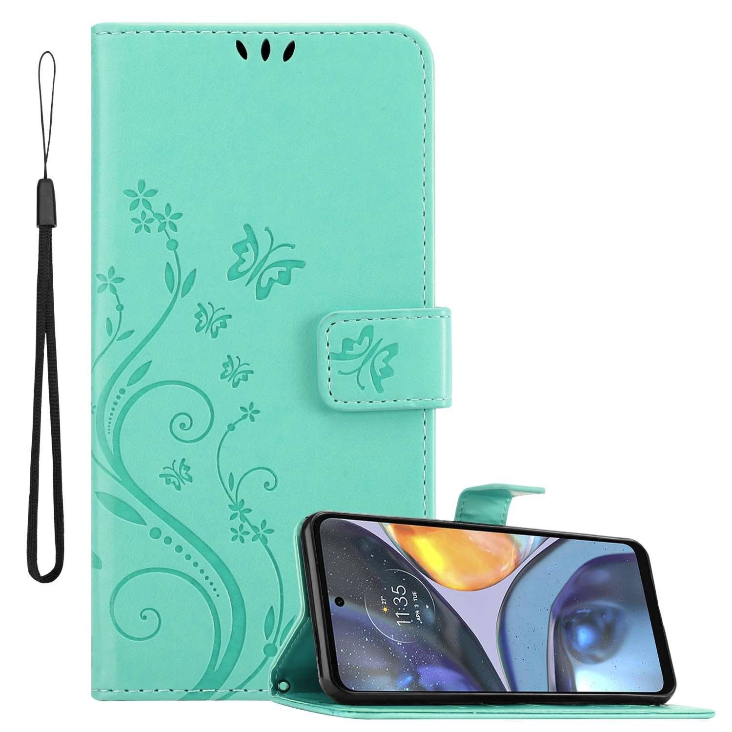 Cadorabo Handyhülle für Motorola MOTO G22 Hülle Motorola MOTO G22, Hülle Schutzhülle Blumen Flower mit Standfunktion Kartenfach Magnet