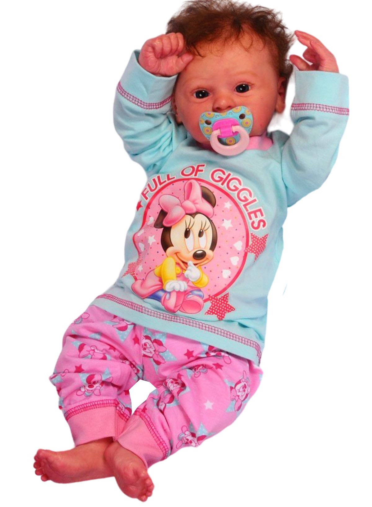 Pyjama Schlafanzug Hose Langarmshirt für Babys und Kleinkinder in türkis rosa aus Baumwolle, 62 68 74 80 86 92 98 104