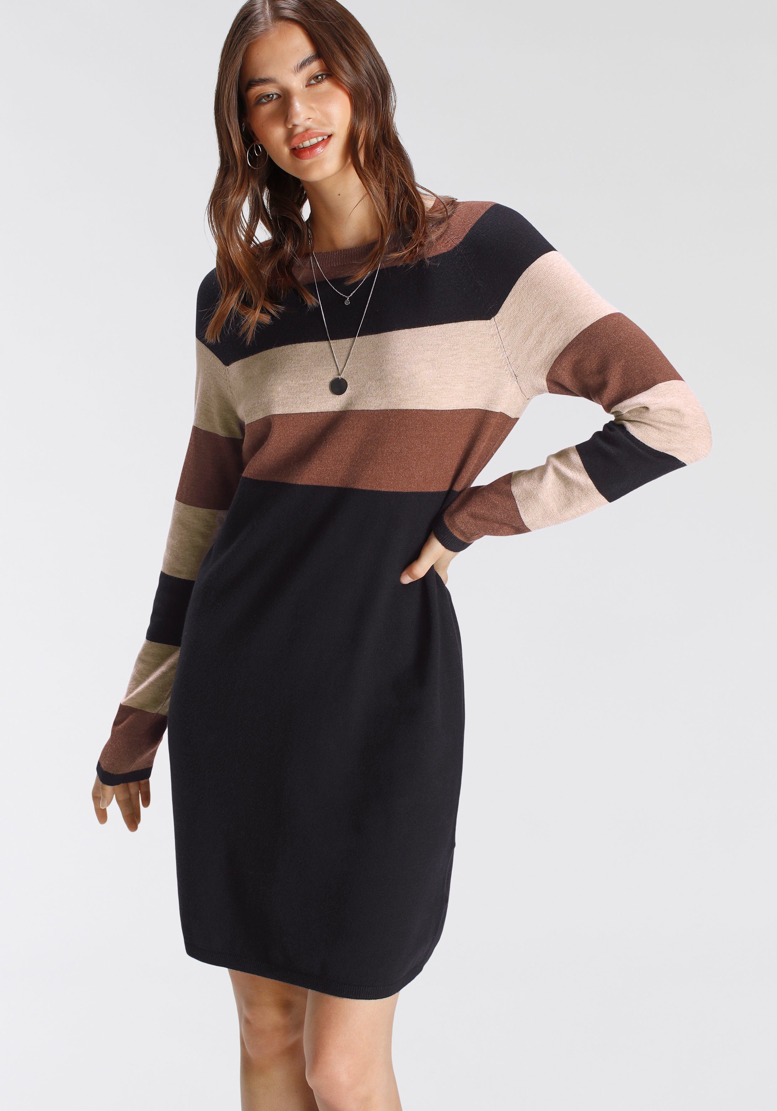 Tamaris Strickkleid lässiger Look im Streifendesign günstig online kaufen