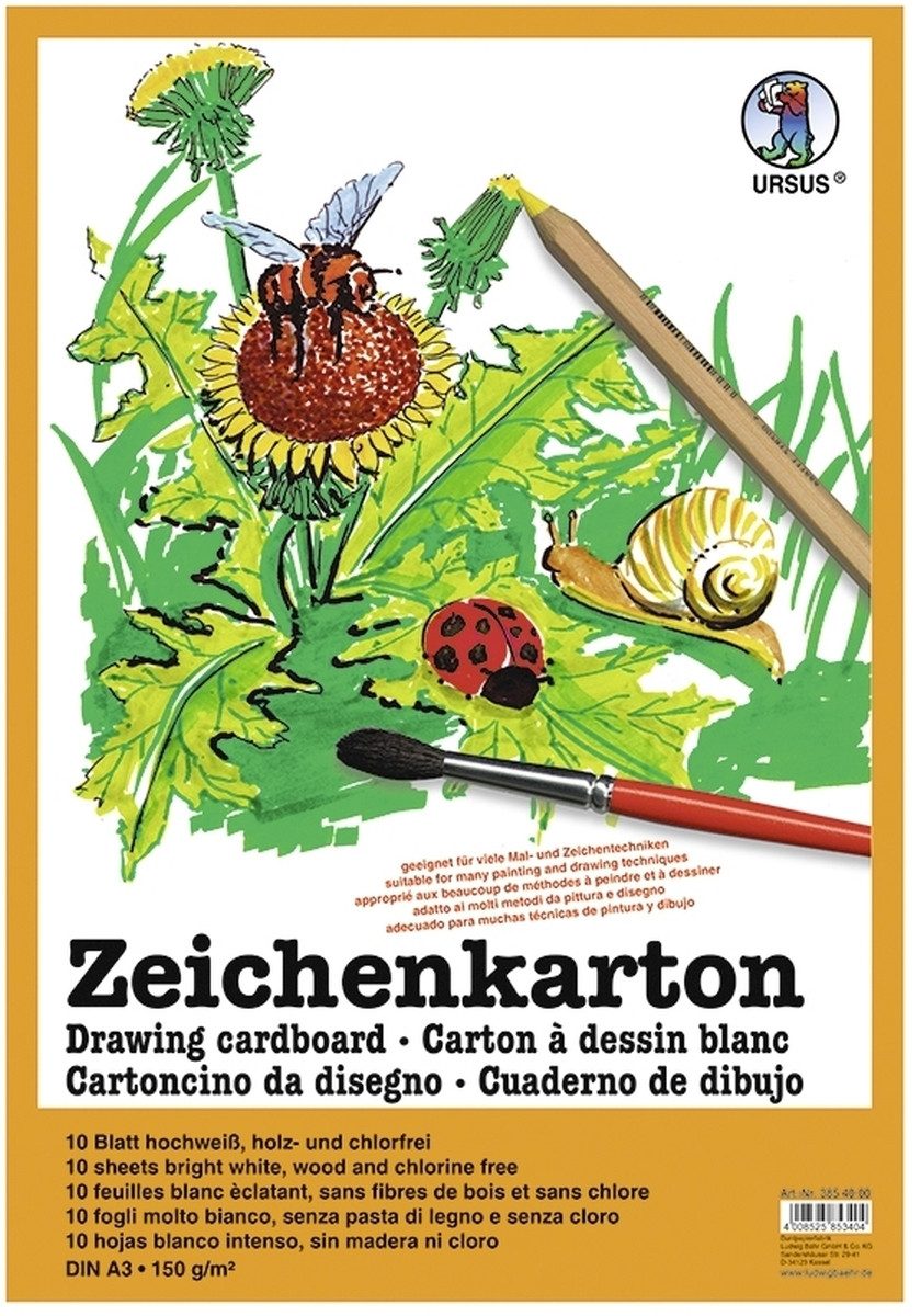 Ursus - Ludwig Bähr Zeichenpapier Zeichenkarton 150g/qm A3 VE=10 Blatt