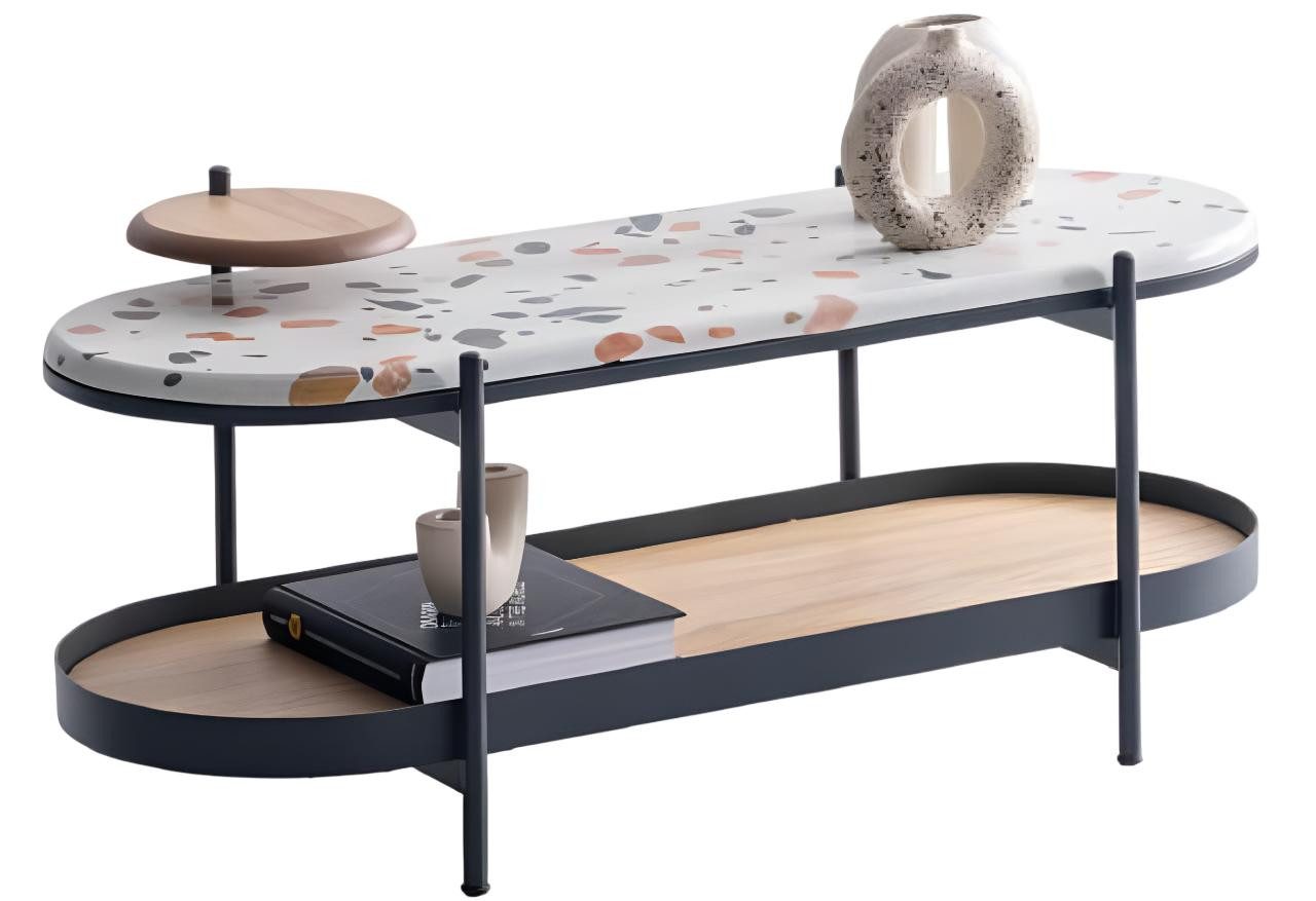 JVmoebel Couchtisch Eleganter Couchtisch aus Marmor mit poliertem Metallrahmen (Packung), Made in Europa