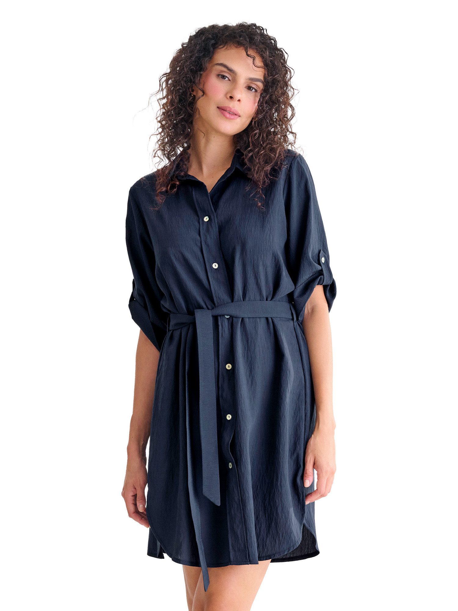 Lisca Strandkleid Kleid Portofino (Stück, 1-tlg) hoher Viskose Anteil, Hemdkragen, durchgeknöpft, Taillen - Bindeband