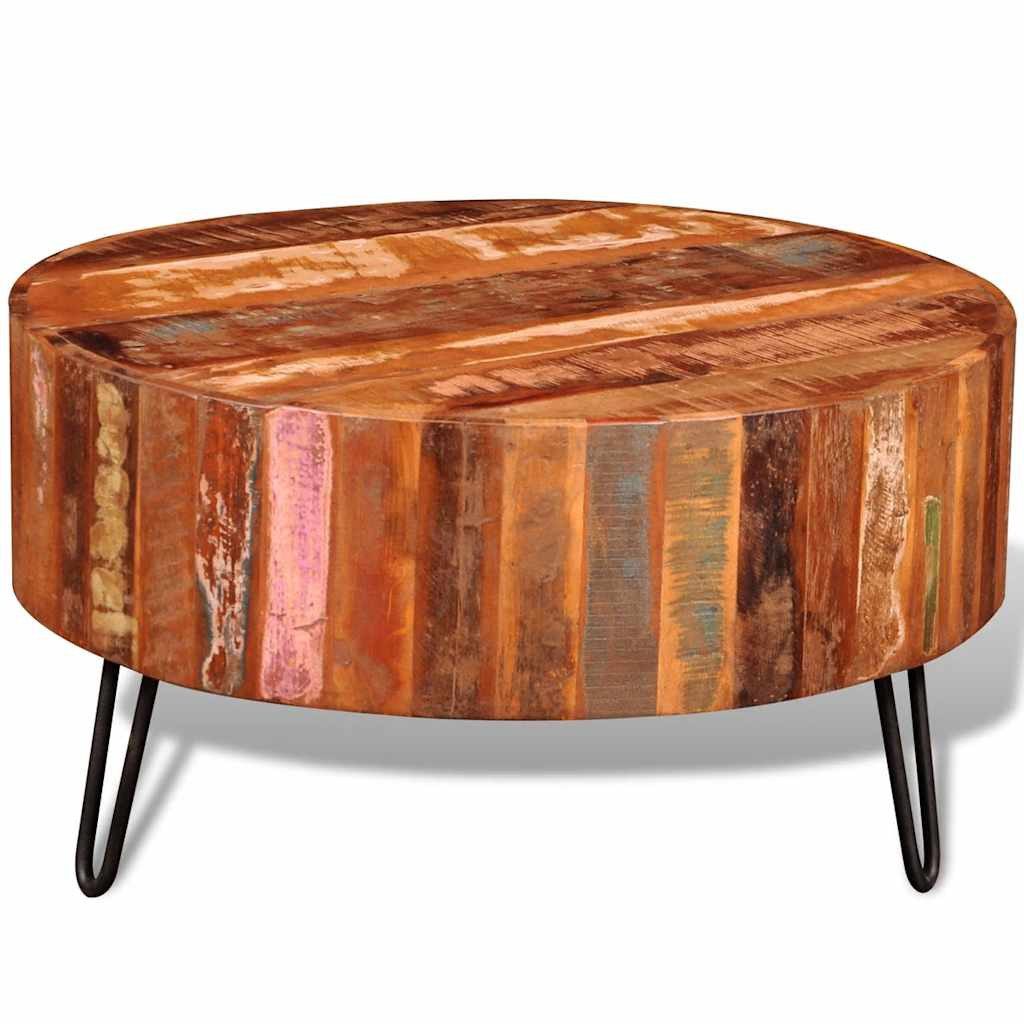 vidaXL Couchtisch Couchtisch Altholz Massiv Rund (1-St)