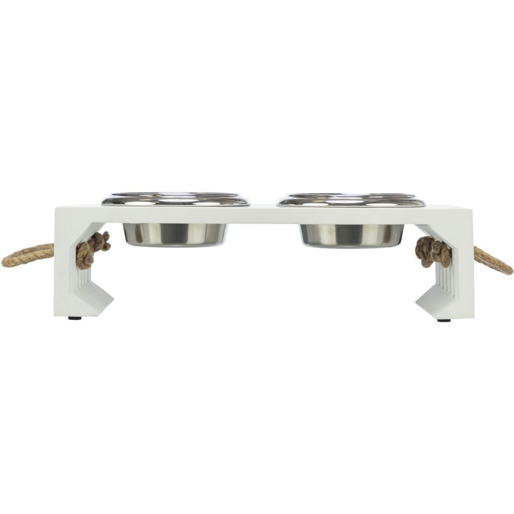 TRIXIE Napf-Set BE NORDIC Napf-Set, MDF/Edelstahl - weiß - 2 × 0,9 l/ø 17 cm/44 × 21 ×
