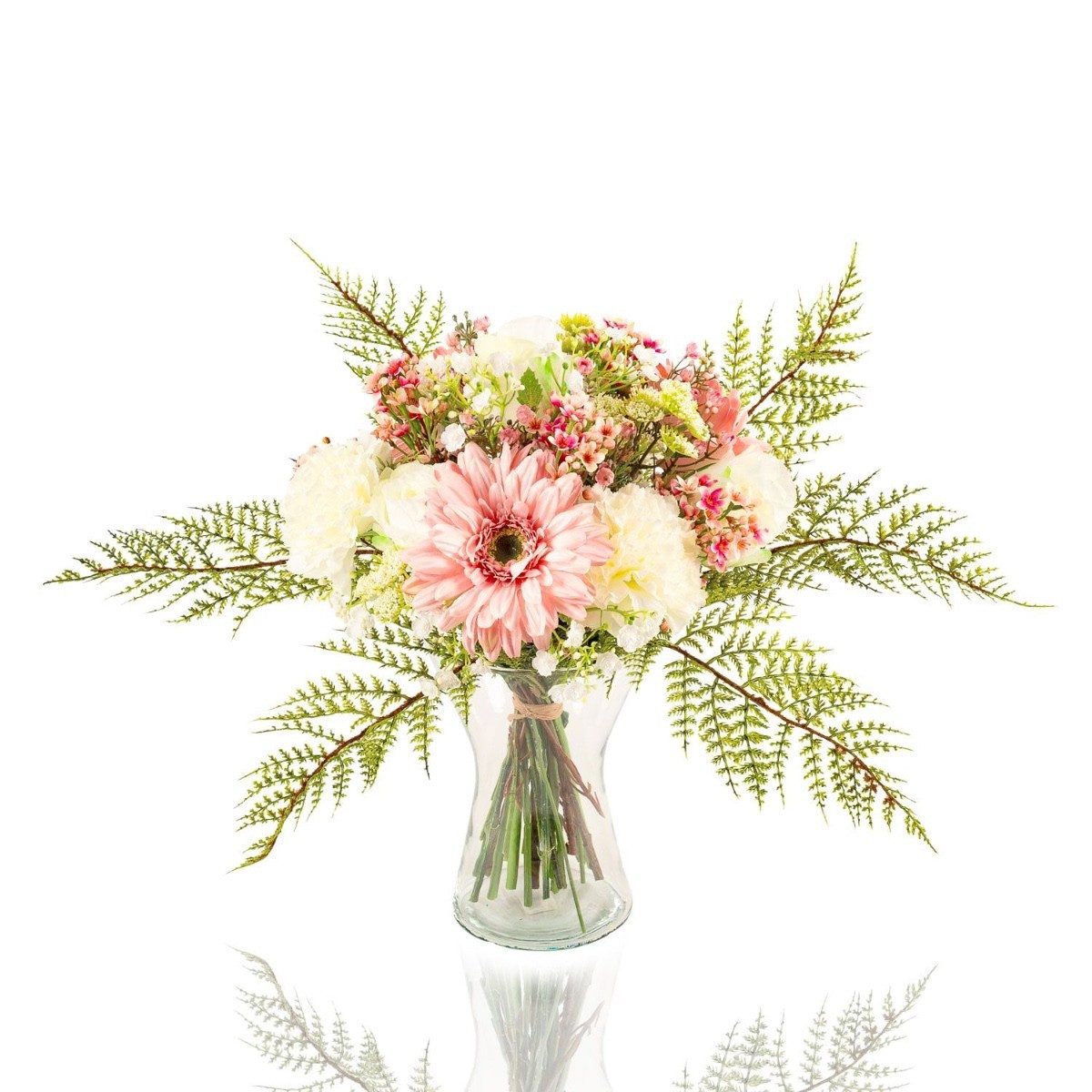 Kunstblumenstrauß Kunst Gerbera Strauß Malia Rose, Nelke, rosa, 50cm, Ø40cm - OHNE VASE, artplants, Höhe 40.0 cm