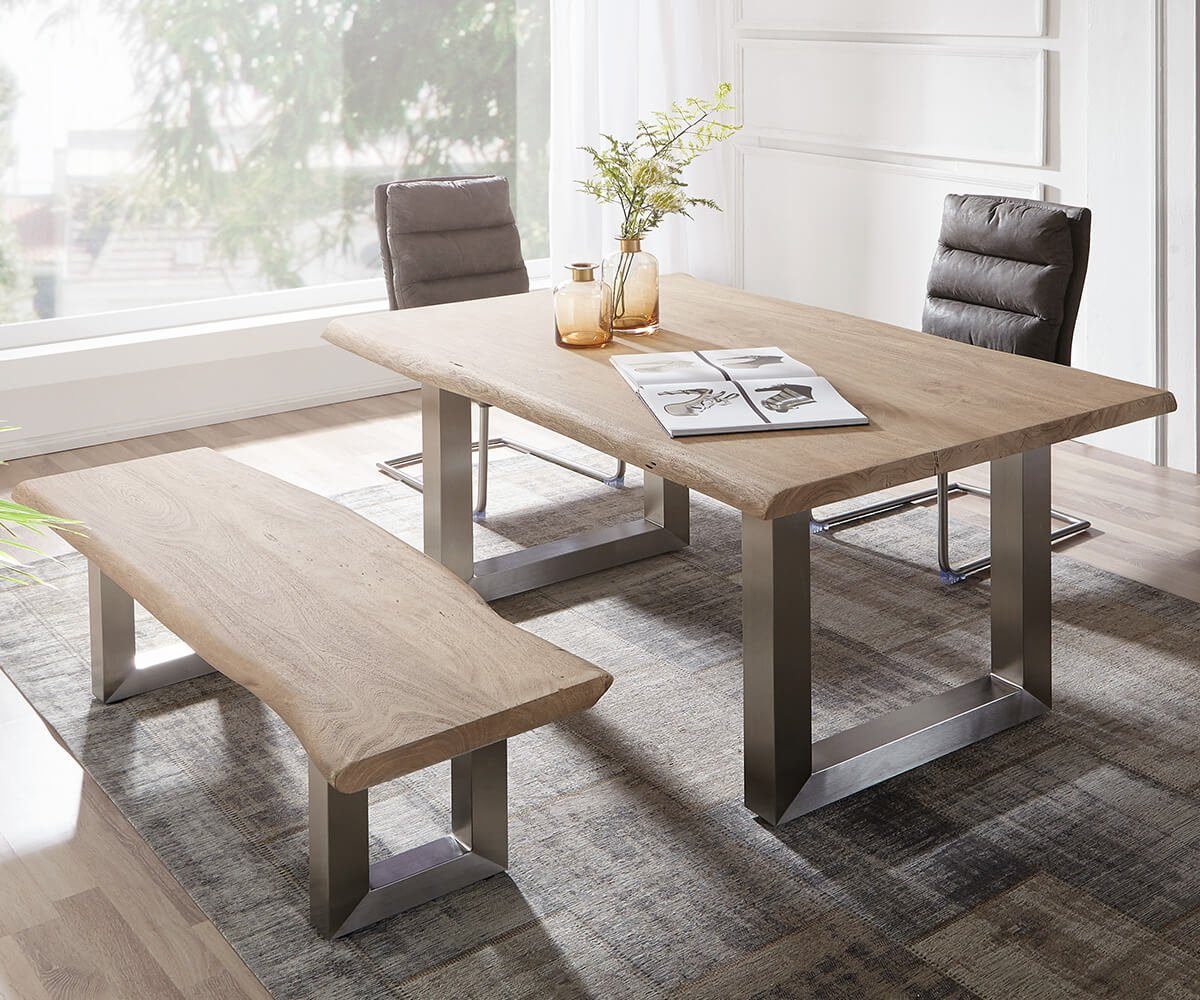 DELIFE Esstisch »Live-Edge«, Akazie Champagner 140x90 ...