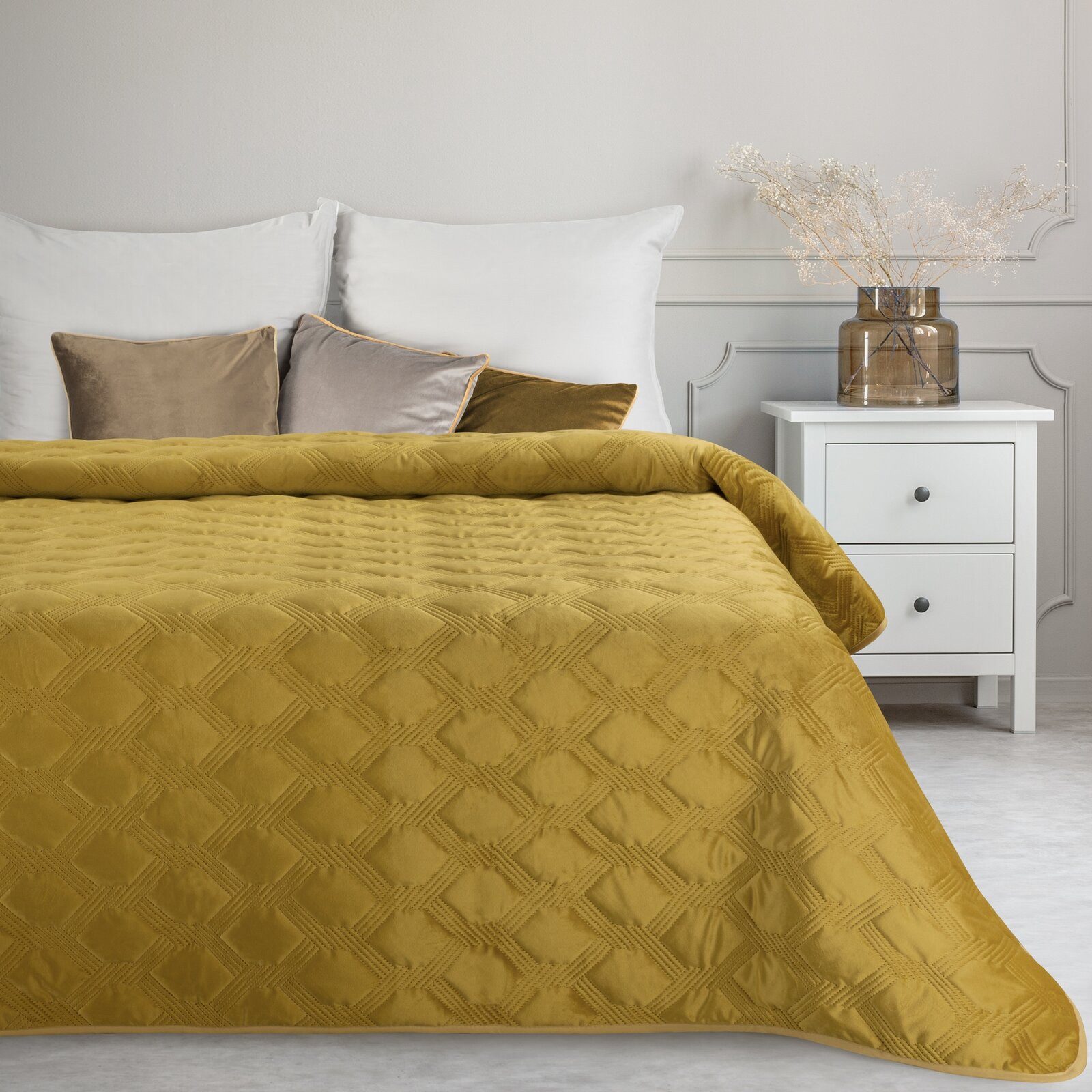 Eurofirany Tagesdecke SOFIA/5, Doppelseitige Decke mit gestepptem Muster für Doppelbett & Sofa