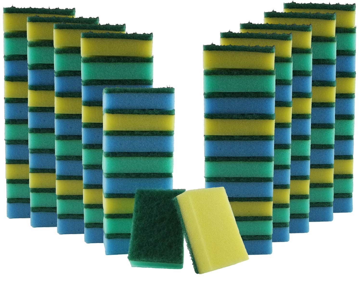 Jean Products Reinigungsschwamm Putzschwämme 100 Stück, verschiedene Farben, Spülschwamm Topfschwamm Küchenschwamm Topfreiniger