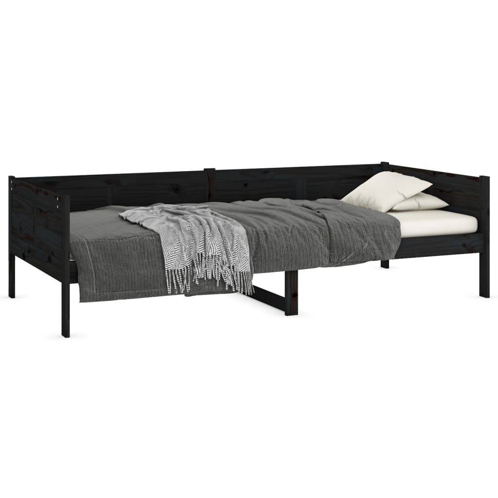 vidaXL Bett Tagesbett Schwarz Massivholz Kiefer 90x190 cm