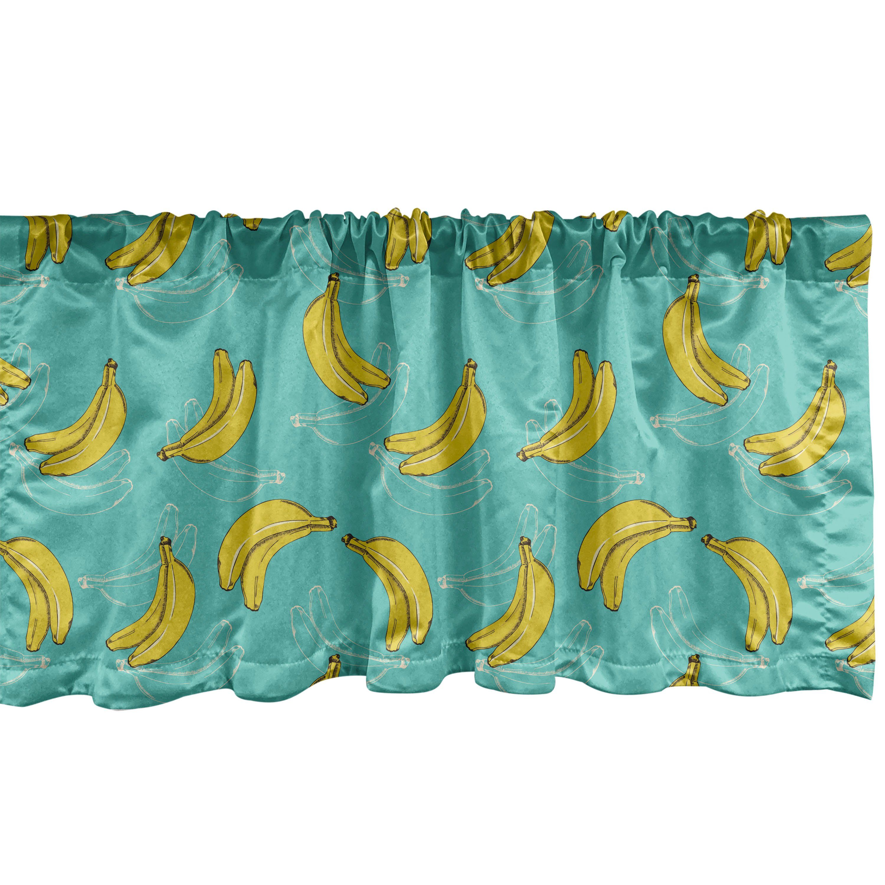 Scheibengardine Vorhang Volant für Küche Schlafzimmer Dekor mit Stangentasche, Abakuhaus, Microfaser, Pop-Art Vintage tropische Früchte Kunst