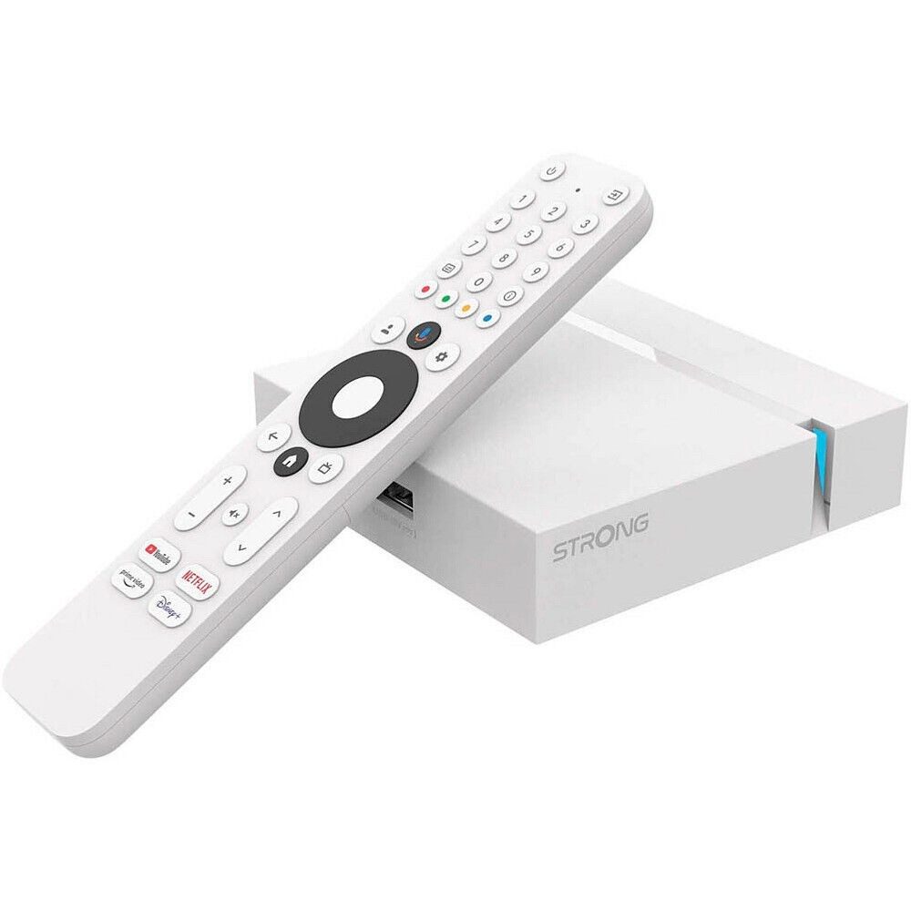 Strong Starke LEAP-S3+ GoogleTV Weiß Streaming-Box. Satellitenreceiver (Wi-Fi 5, Smart TV Upgrade für jeden Fernseher)