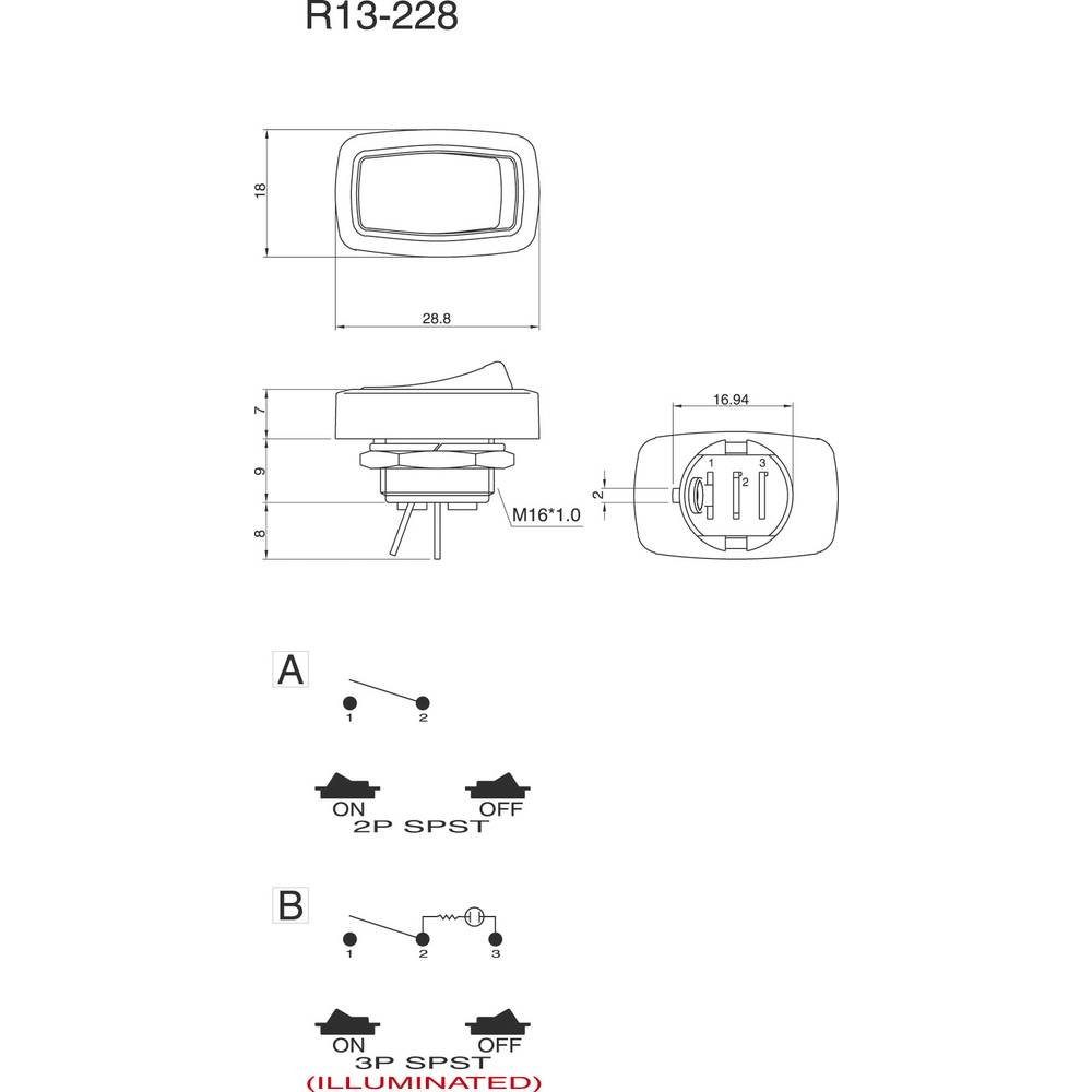 Thumbnail - TRU COMPONENTS Schalter Wippenschalter 250 V/AC 6 A
