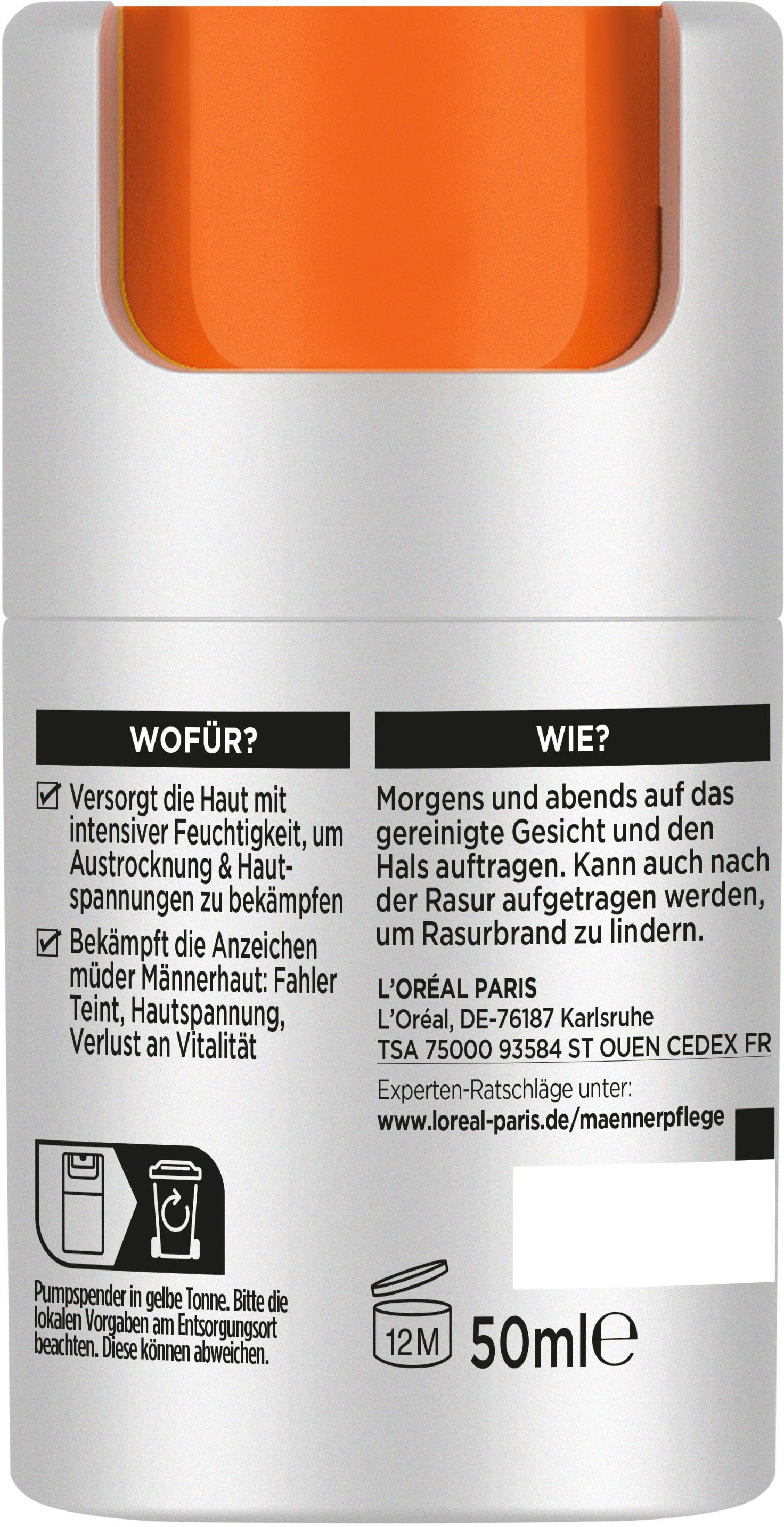 L'ORÉAL PARIS MEN EXPERT Gesichtsgel Comfort Max Feuchtigkeitspflege, für trockene Haut, feuchtigkeitsspendend, nicht klebend