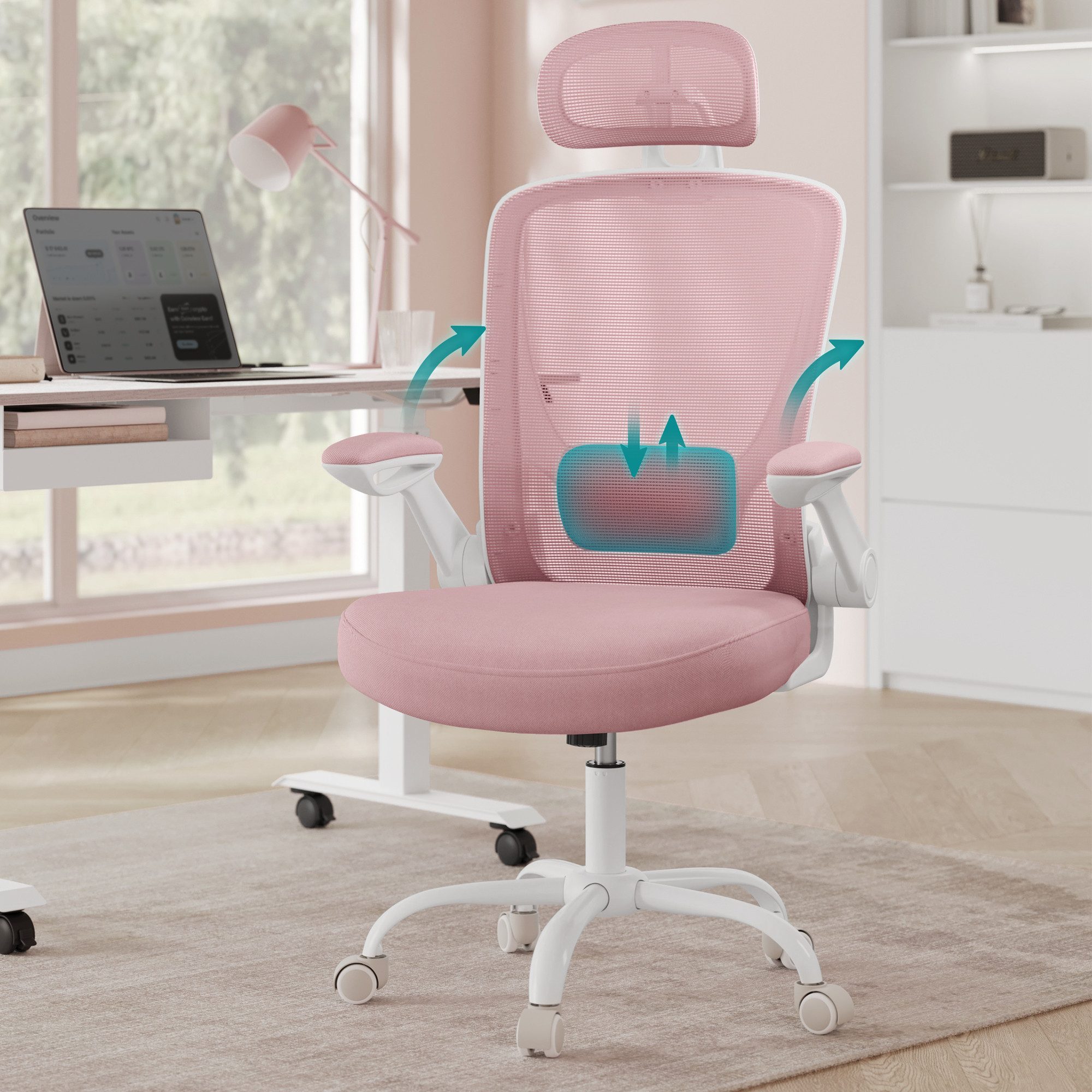 SONGMICS Bürostuhl, ergonomisch, Drehstuhl mit Mesh, Wippfunktion, klappbar günstig online kaufen