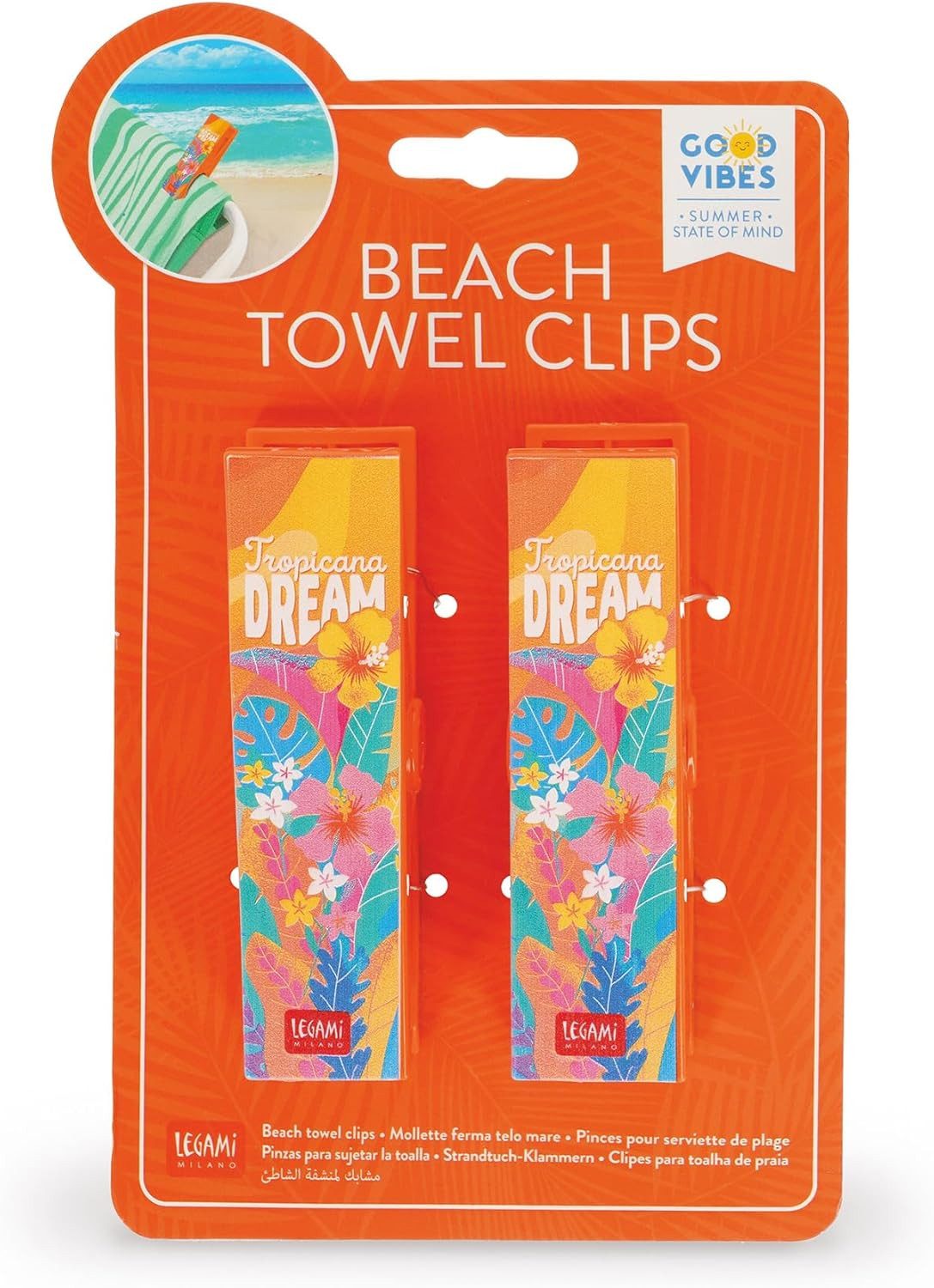 Legami Strandtasche LEGAMI Beach Towel Clips Tropicana 2er-Set 3x11,5 cm