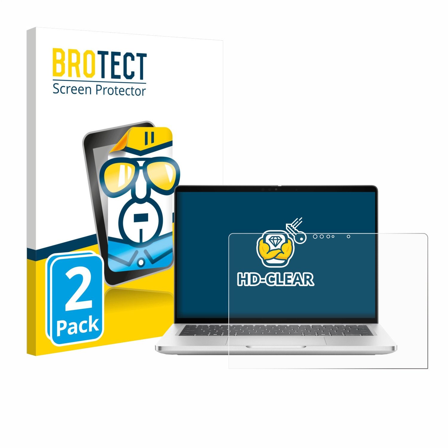 BROTECT Displayschutzfolie Schutzfolie für Dell Pro 13 Plus 2-in-1, 2 Stück, Displayschutz Schutz Folie Klar Transparent