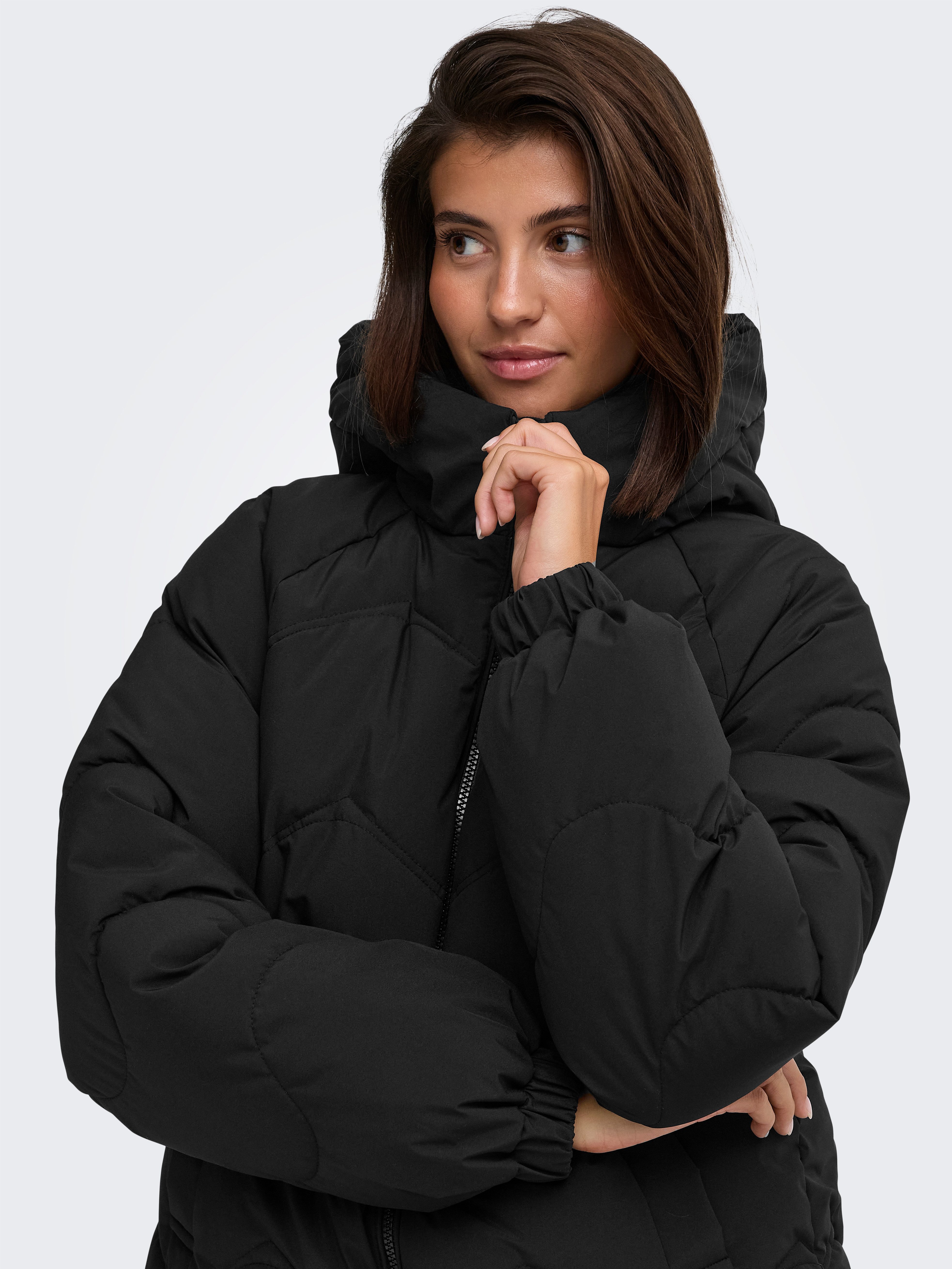JDY Steppjacke JDYPOWER SHORT HOOD PUFFER OTW HAB Kunstfaser