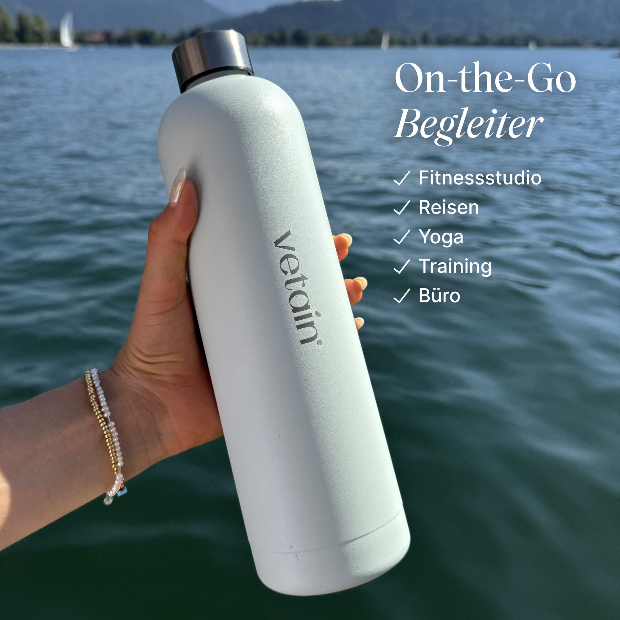 VETAIN Trinkflasche Edelstahl 1L, BPA-Frei - Kohlensäure geeignet - Isoliert - Auslaufsicher – Bild 5 von 5