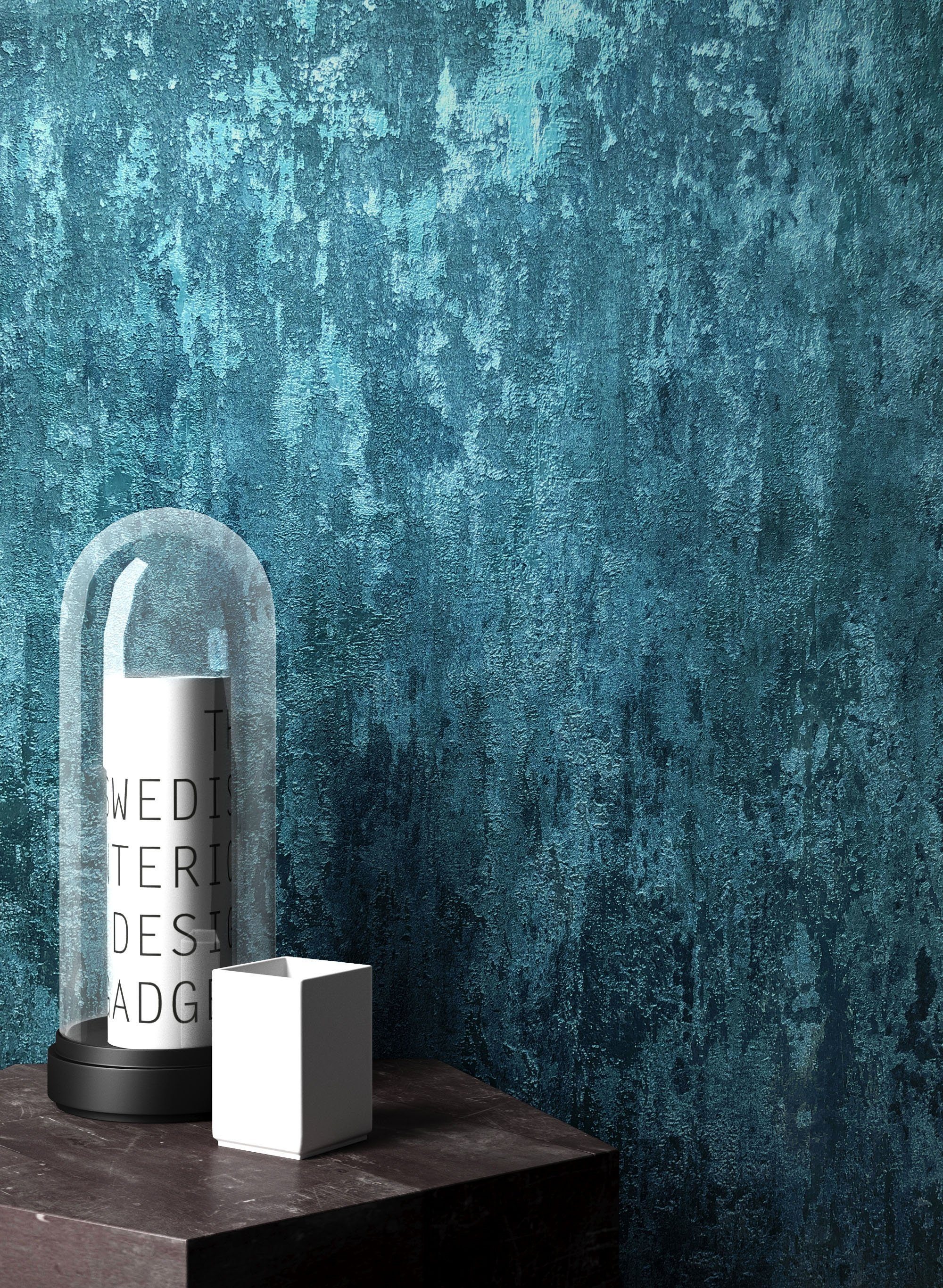 Newroom Vliestapete Specta Blue Tapete Tapete,Blau,Glitzer Putz,Beton,Beton günstig online kaufen