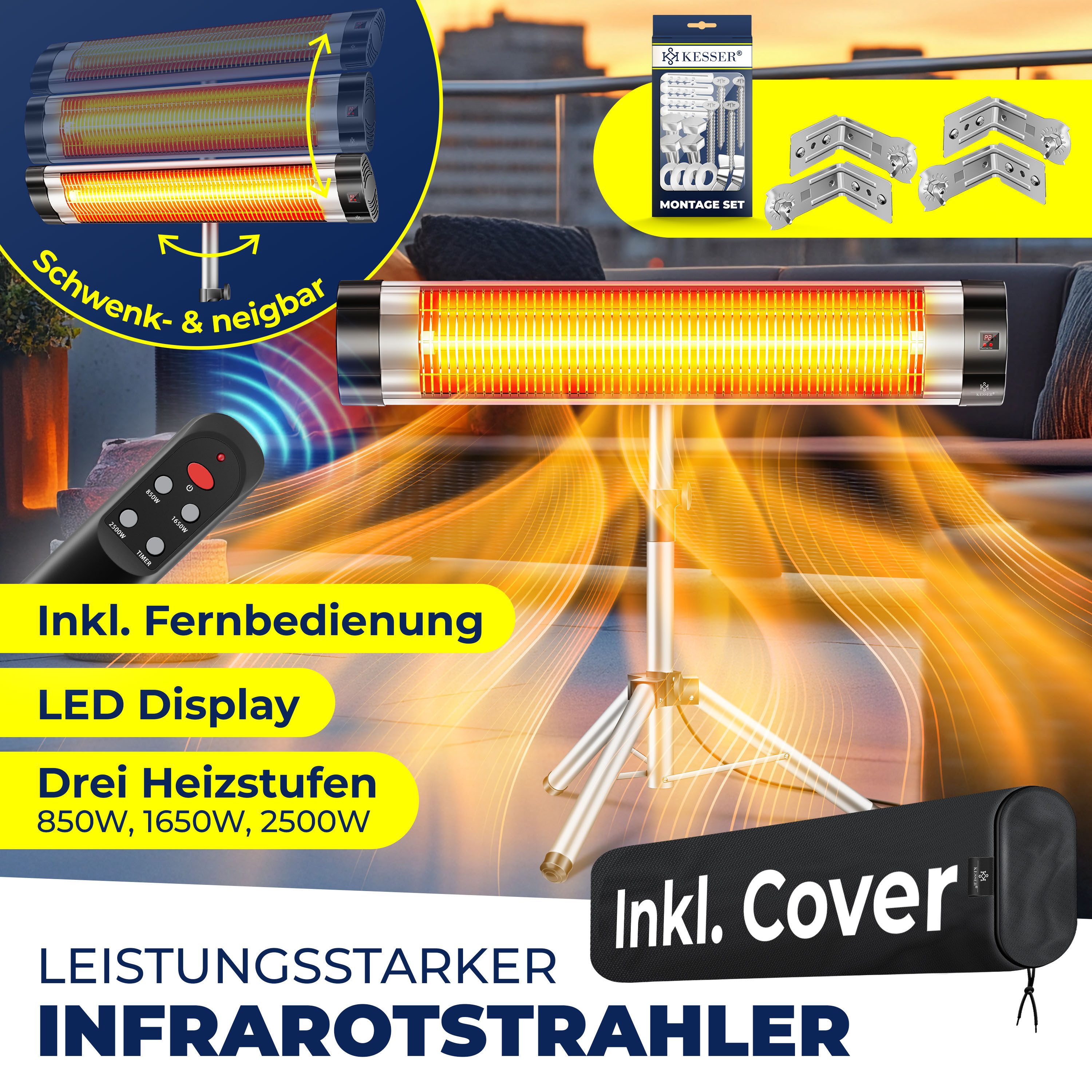 KESSER Infrarotstrahler, 2500 W, Infrarotstrahler Heizstrahler Terrassenstr günstig online kaufen