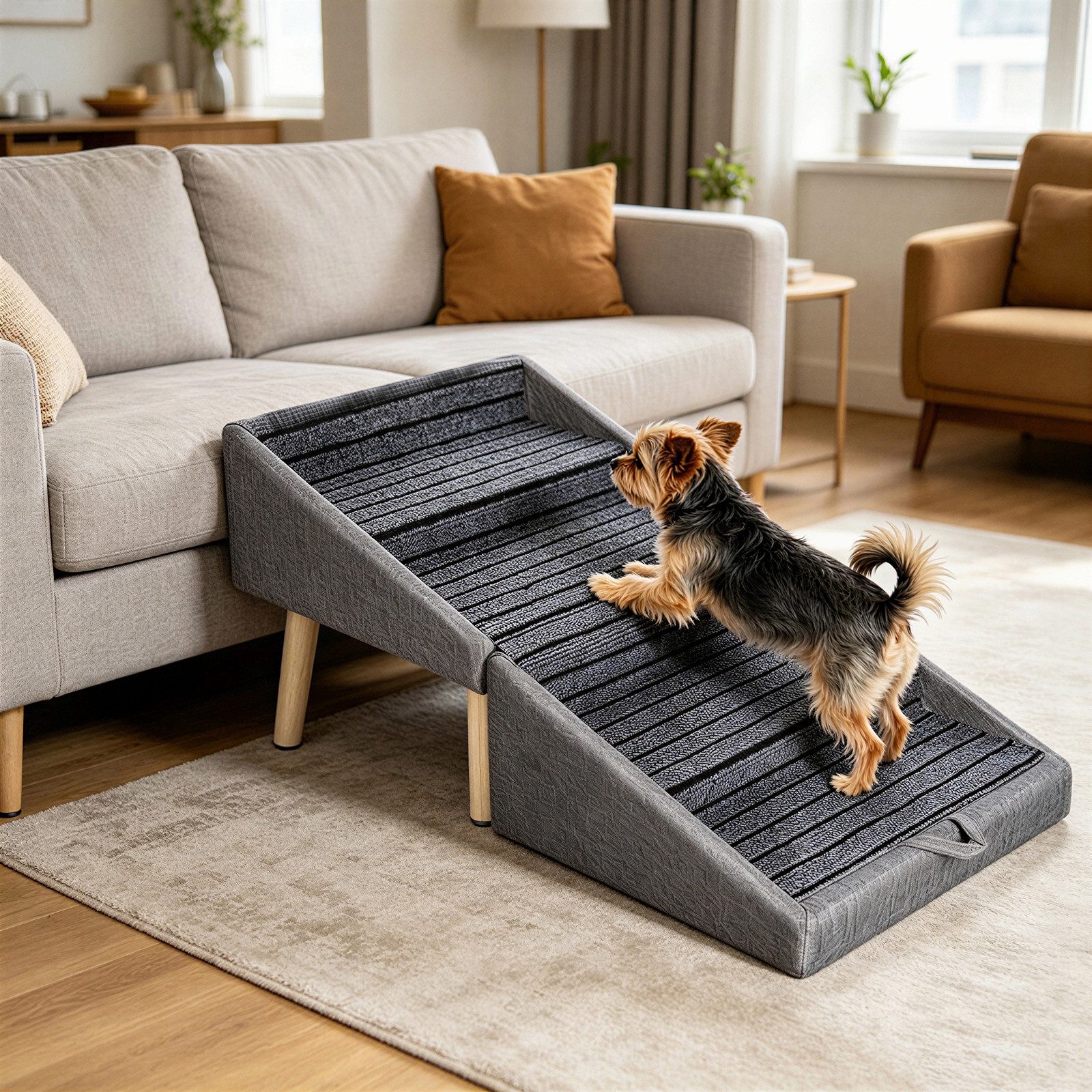 BlingBin Haustiertreppe Hunde Treppe für kleine Hunde und Katzen 2-in-1-Trittleiter (1 Stück, 1-St., 40*41CM), Klappbare Holz Haustier Schritte,rutschfeste Holztreppe