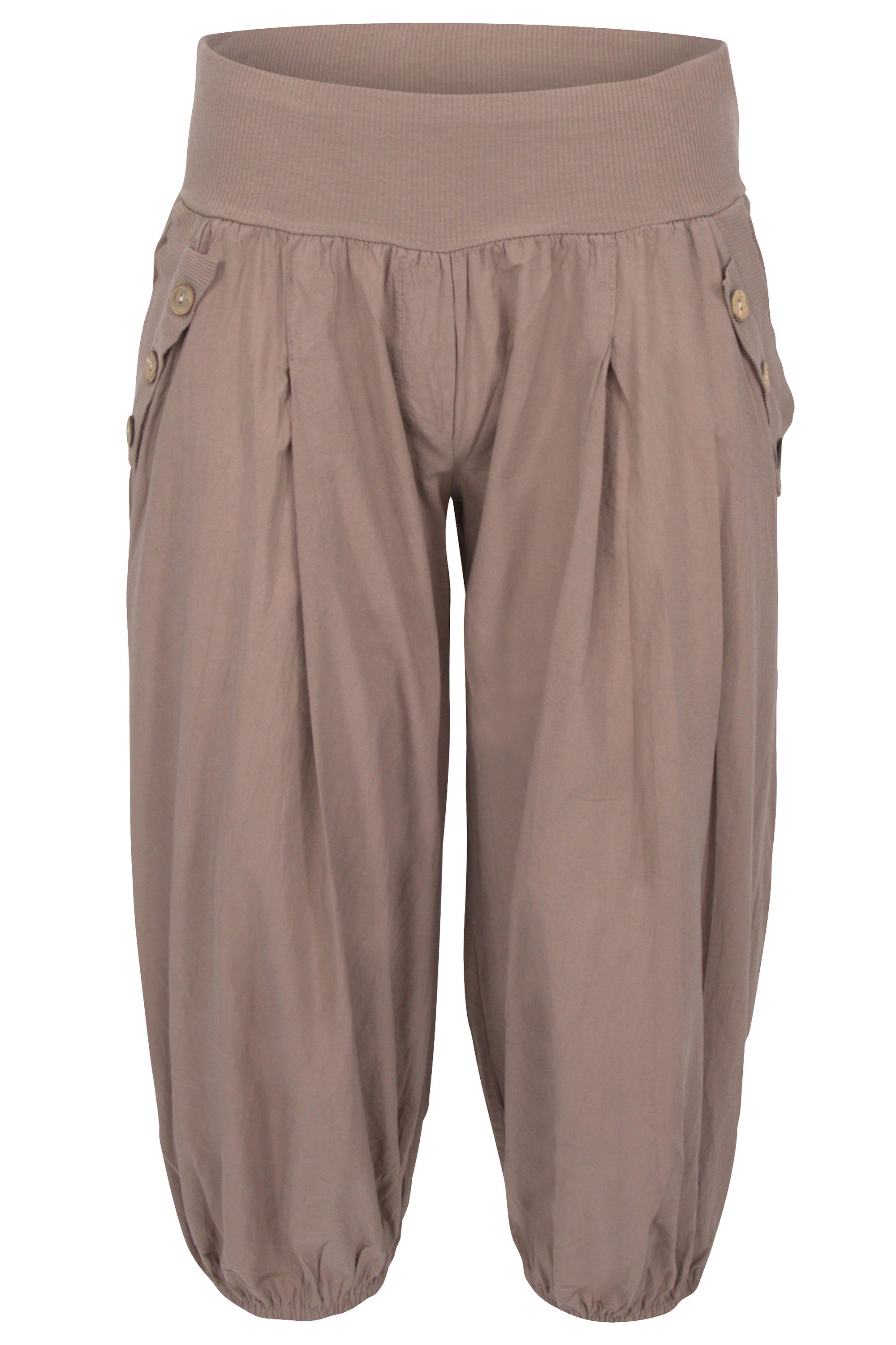 malito more than fashion Haremshose malito Damen Pumphose Capri Holzzierknöpfe 23286H kurze Sommer Pumphose in Unifarben Einheitsgröße