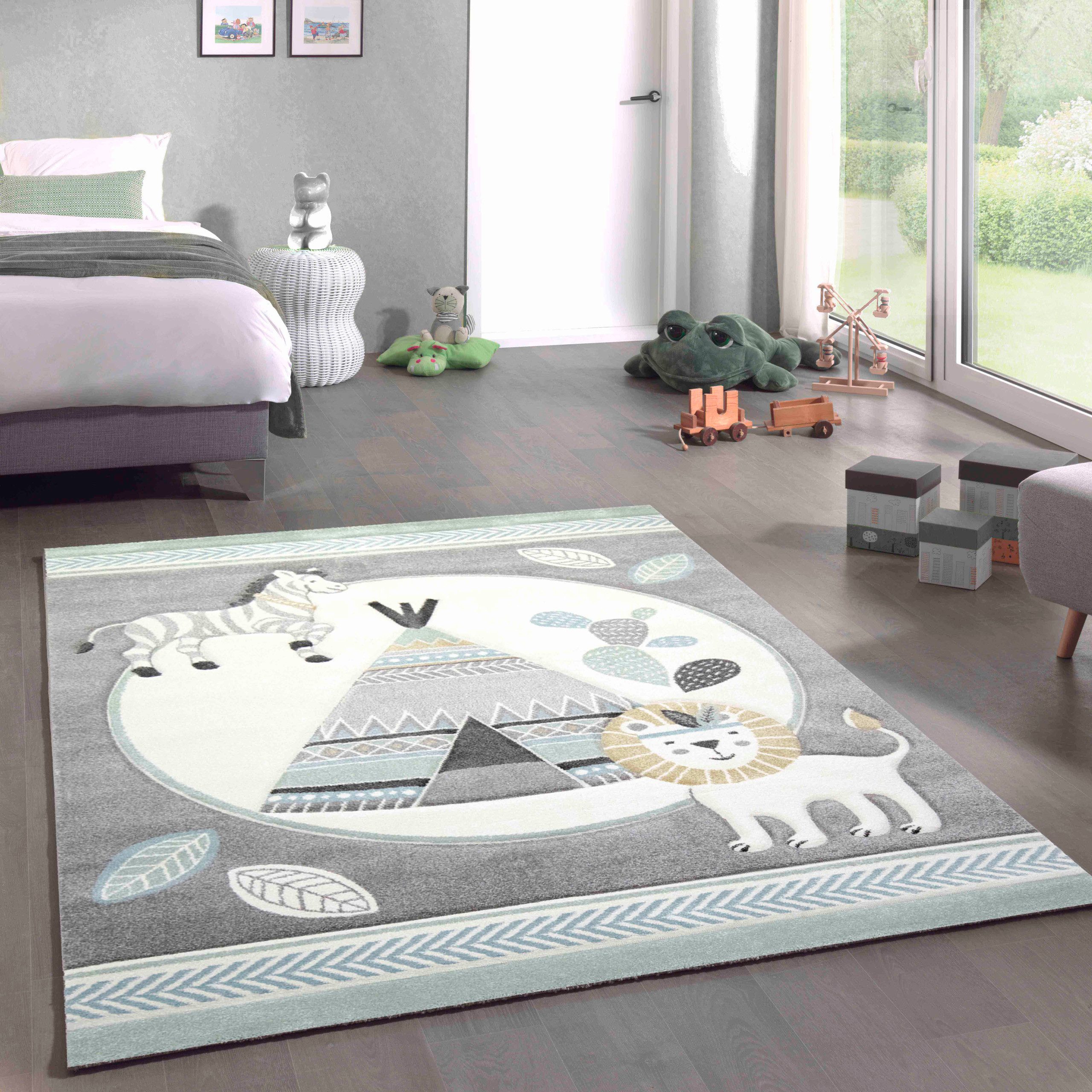Carpetia Kinderteppich Verspieltes Motivdesign, rechteckig, Höhe: 13 mm, pflegeleicht, strapazierfähig, handgearbeiteter Konturenschnitt
