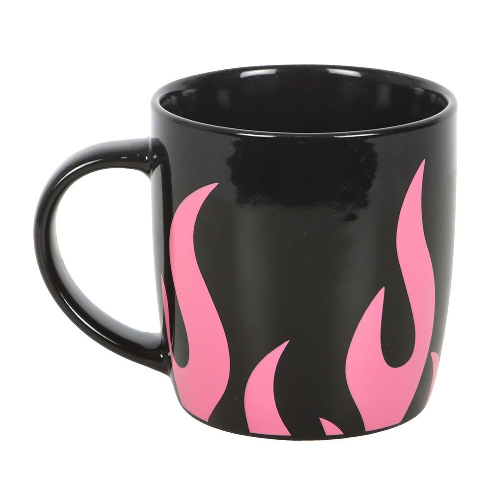 Tasse Pink Flame Ceramic Mug Keramiktasse Schwarz mit Flammen