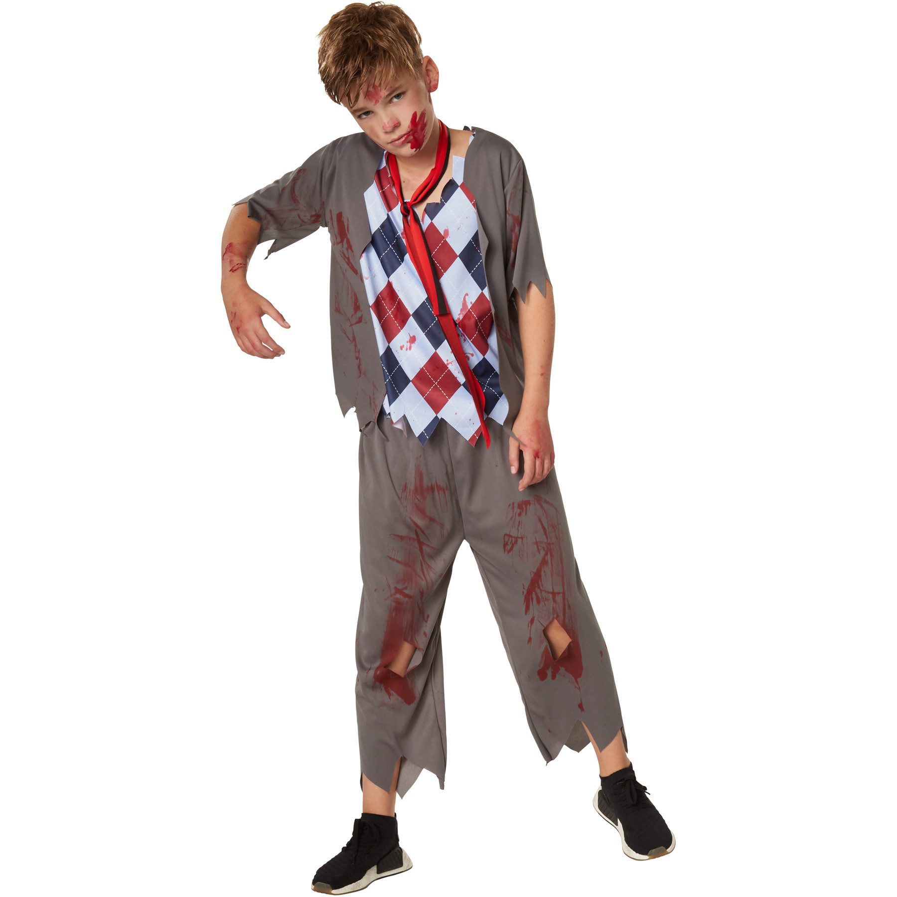 dressforfun Kostüm Jungenkostüm gruseliger Zombie Schuljunge, Blutbeschmierte und zerrissene Schulkleidung
