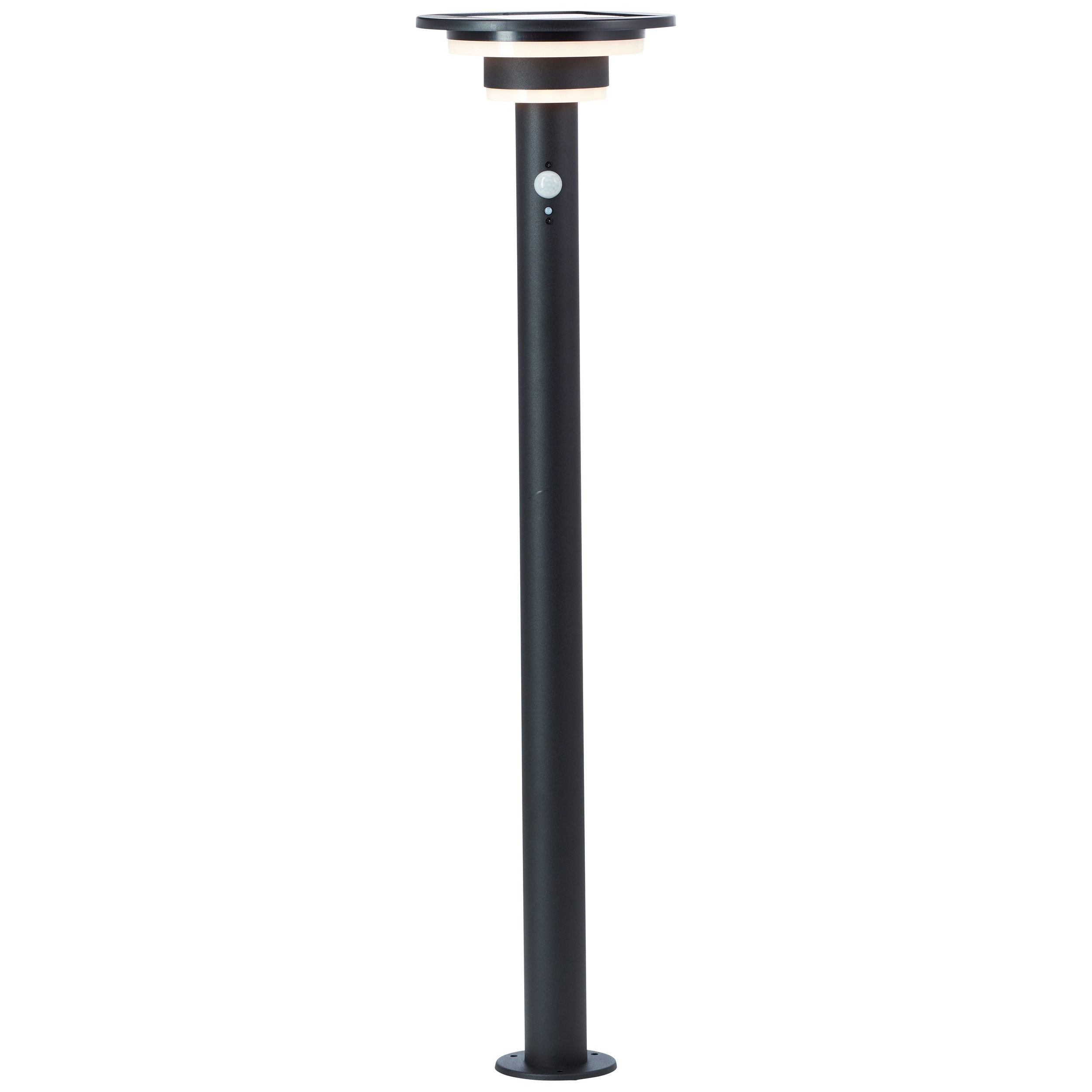 Brilliant LED Außen-Stehlampe Garvina, Bewegungsmelder, LED fest integriert, Warmweiß, Solar, 85 cm, 430 lm, 3000 K, Edelstahl, schwarz