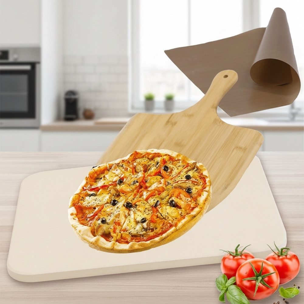 Melko Pizzastein Backstein Pizzastein SET 4tlg. Steinofen 30x38cm Pizza Stone, Cordierit, (Stück, Einzelartikel), Geruchlos, nicht verformend