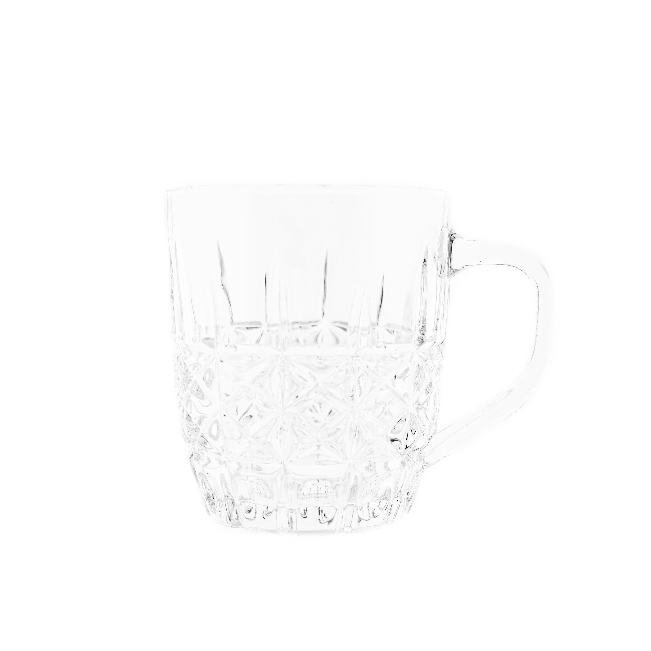 Almina Teeglas 6er-Gläser Set mit Henkel Teeglas Kaffeeglas Transparent mit Design, 6-tlg.