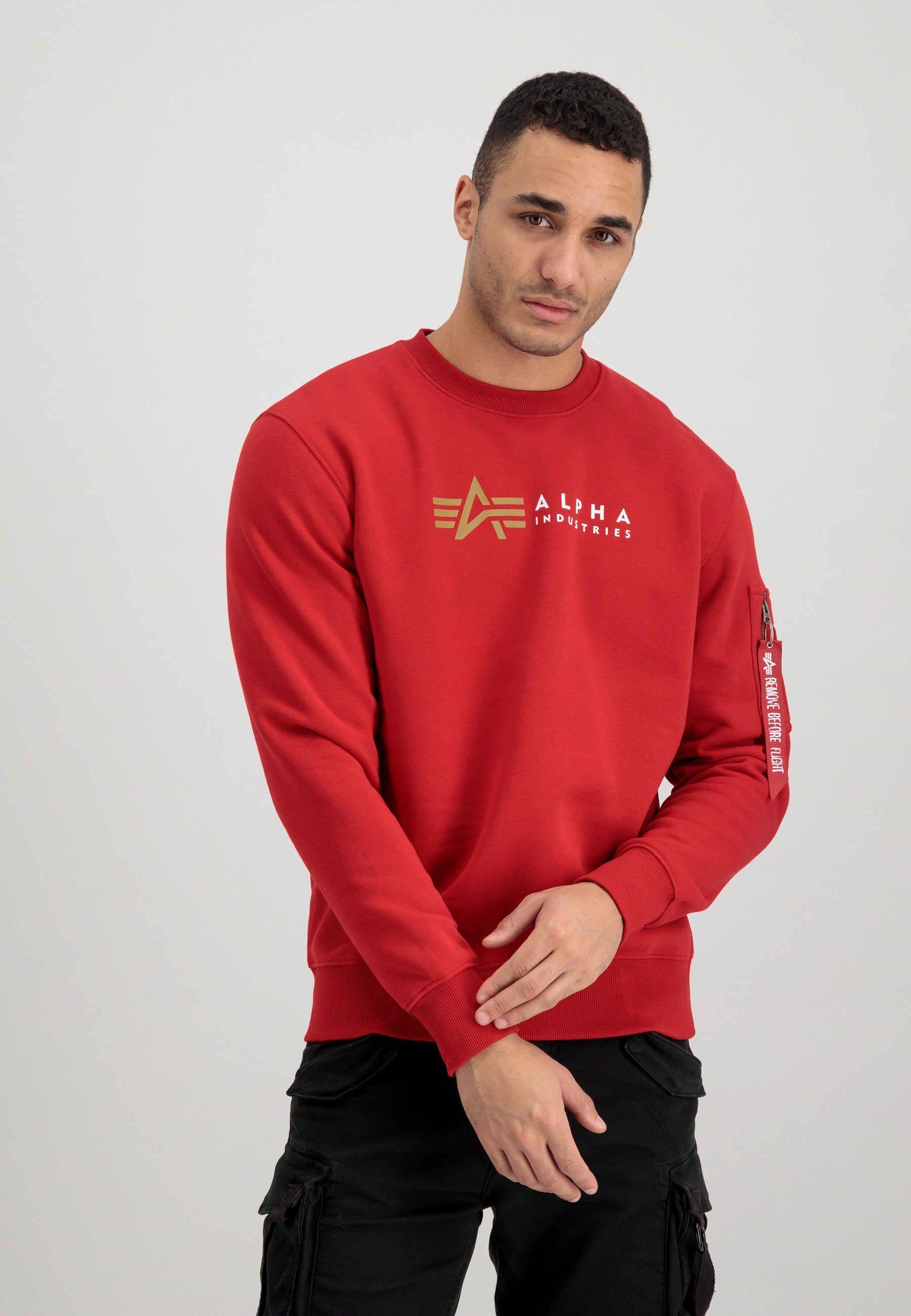 Label Alpha Industries Men Sweatshirts - Alpha Sweater Industries Alpha Sweater red