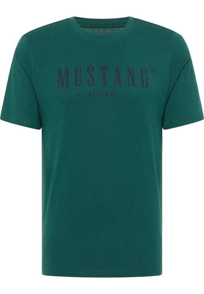 MUSTANG Kurzarmshirt Print-Shirt, Ton-in-Ton Stitching an den Säumen