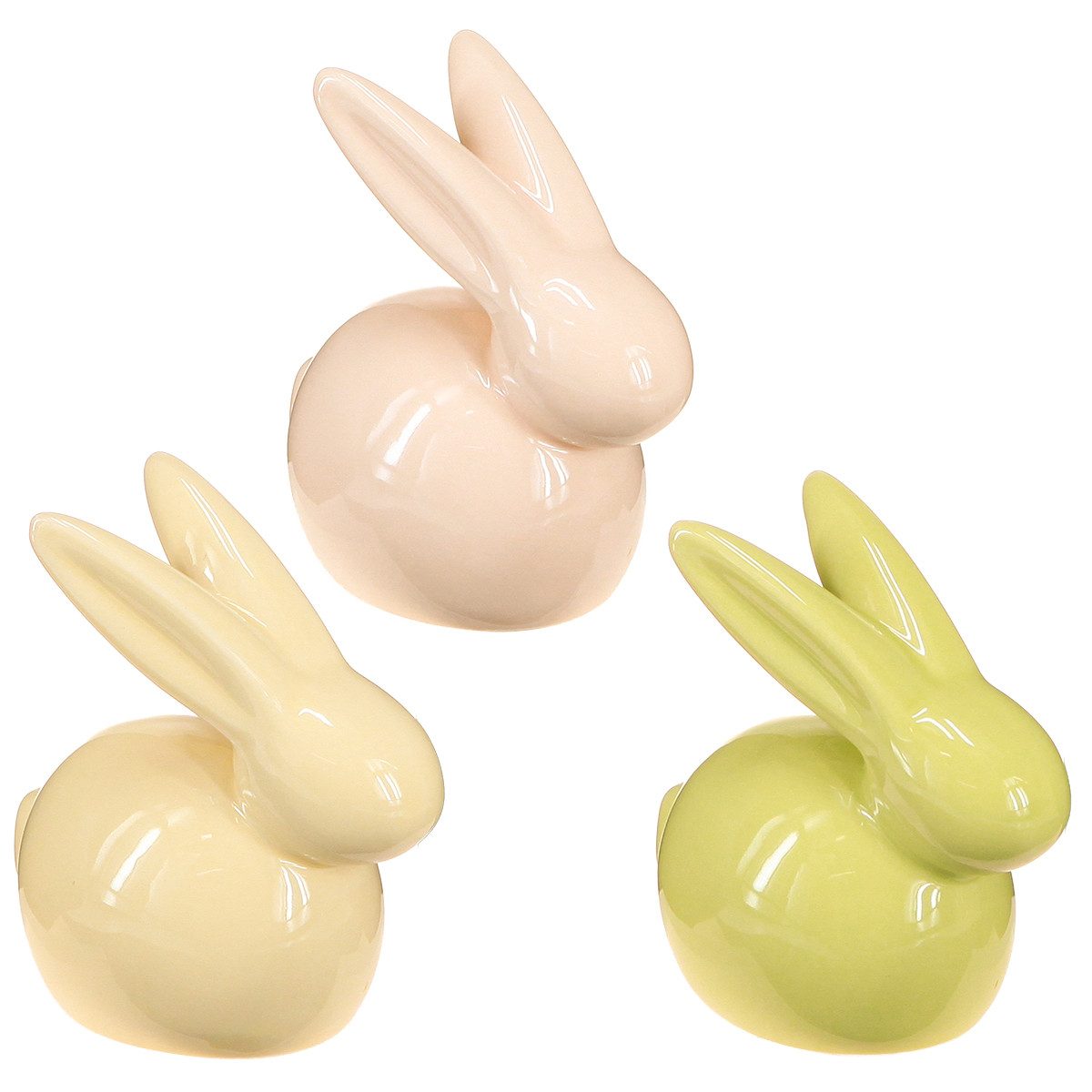Viana Osterhase Dekofigur Keramik Hase Ostern modern Tischdeko Frühling, 3 Stück