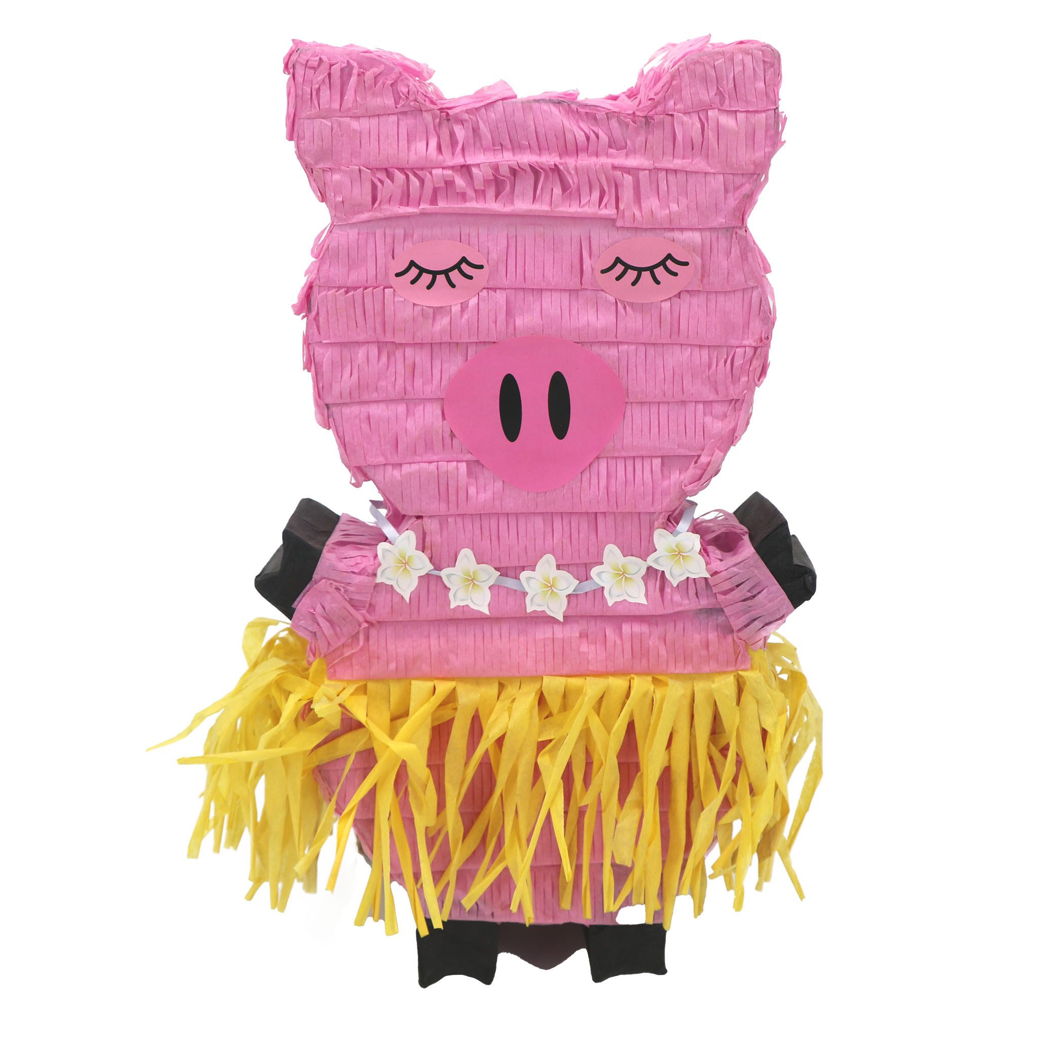 Funny Fashion Pinata Pinata 'Rosa Schweinchen mit Bastrock', 26x7,5x43