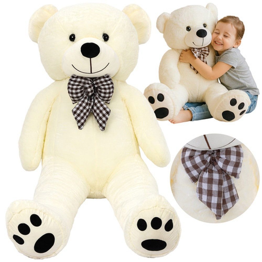 KRUZZEL Kuscheltier Teddybär 100 cm (Spar-Set, Cremefarben), Ideal als Kuscheltier, Kissen oder dekoratives Highlight im Zimmer